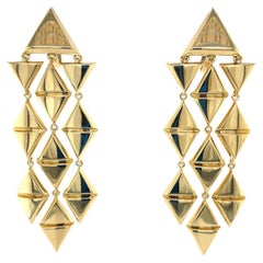 Marina B. Triangular Chandelier Dangle Earrings in 18 Karat Yellow Gold