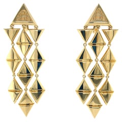 Marina B. Triangular Chandelier Dangle Earrings in 18 Karat Yellow Gold