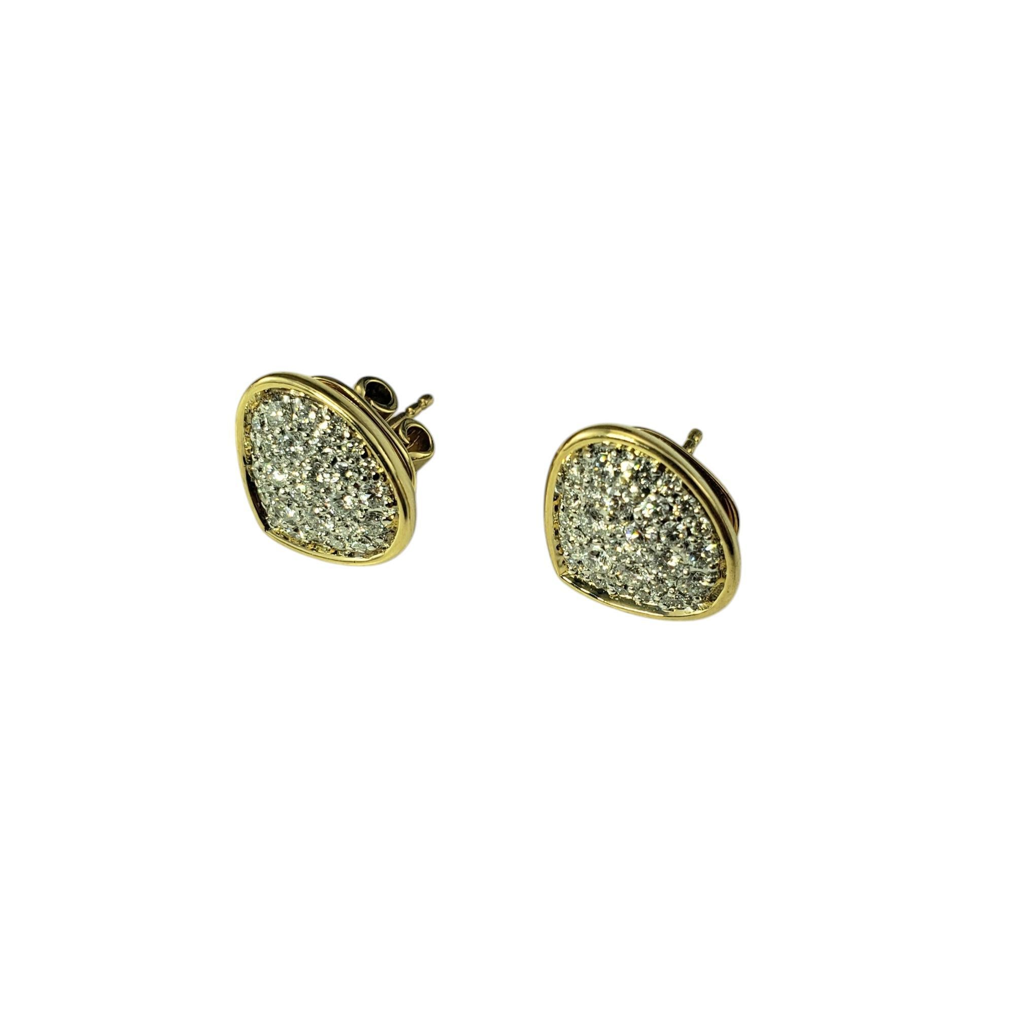 Brilliant Cut Marina B Trisola 18K Yellow Gold Pave Diamond Teardrop Stud Earrings #20583