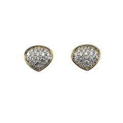 Marina B Trisola 18K Yellow Gold Pave Diamond Teardrop Stud Earrings #20583
