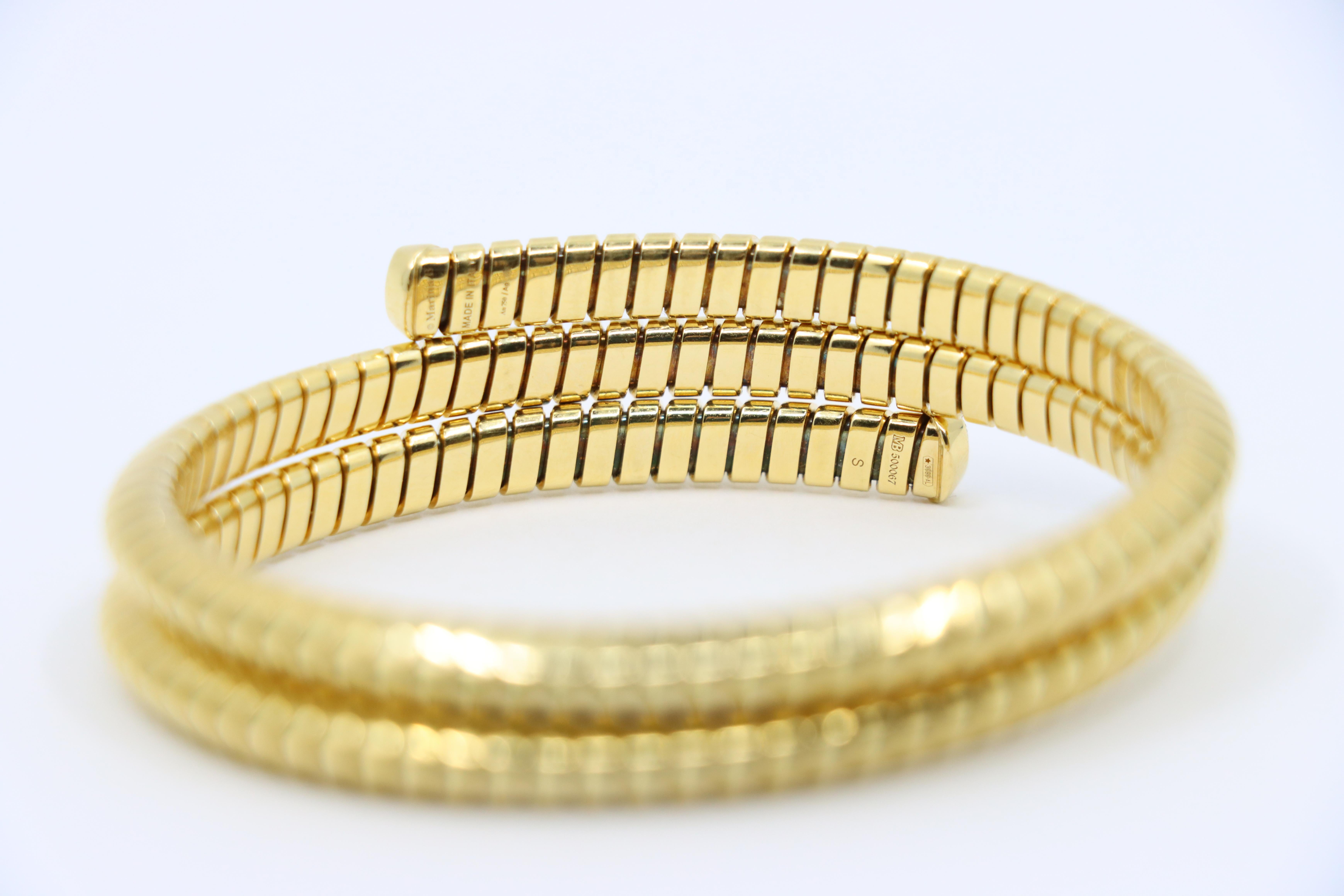 Marina B Trisolina 18k Yellow Gold Triple Pavé Diamond Bangle For Sale 5