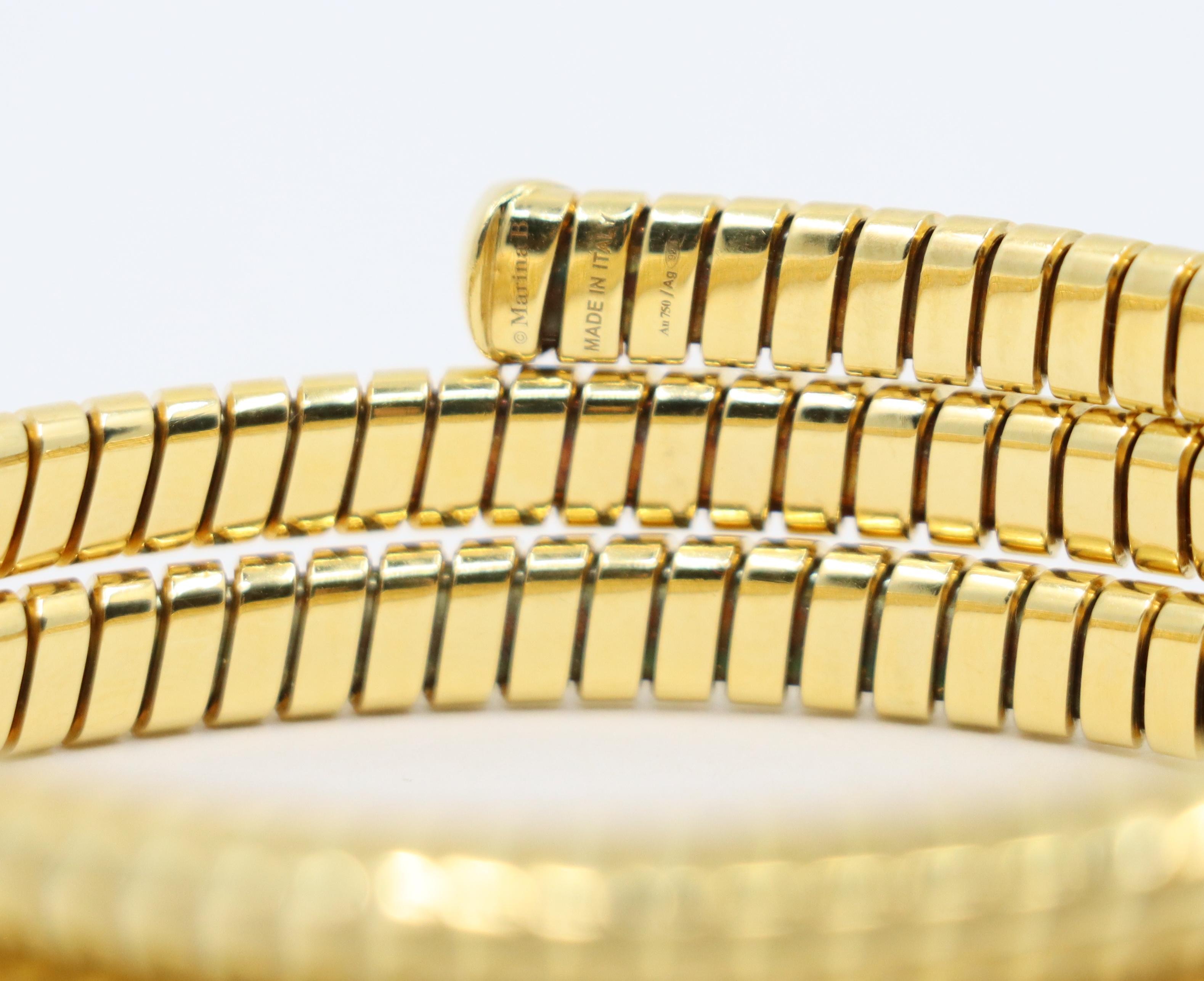 Marina B Trisolina 18k Yellow Gold Triple Pavé Diamond Bangle For Sale 6