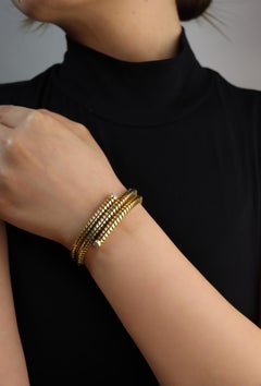 Marina B Trisolina 18k Gelbgold Dreifach-Pavé-Diamant-Armreif