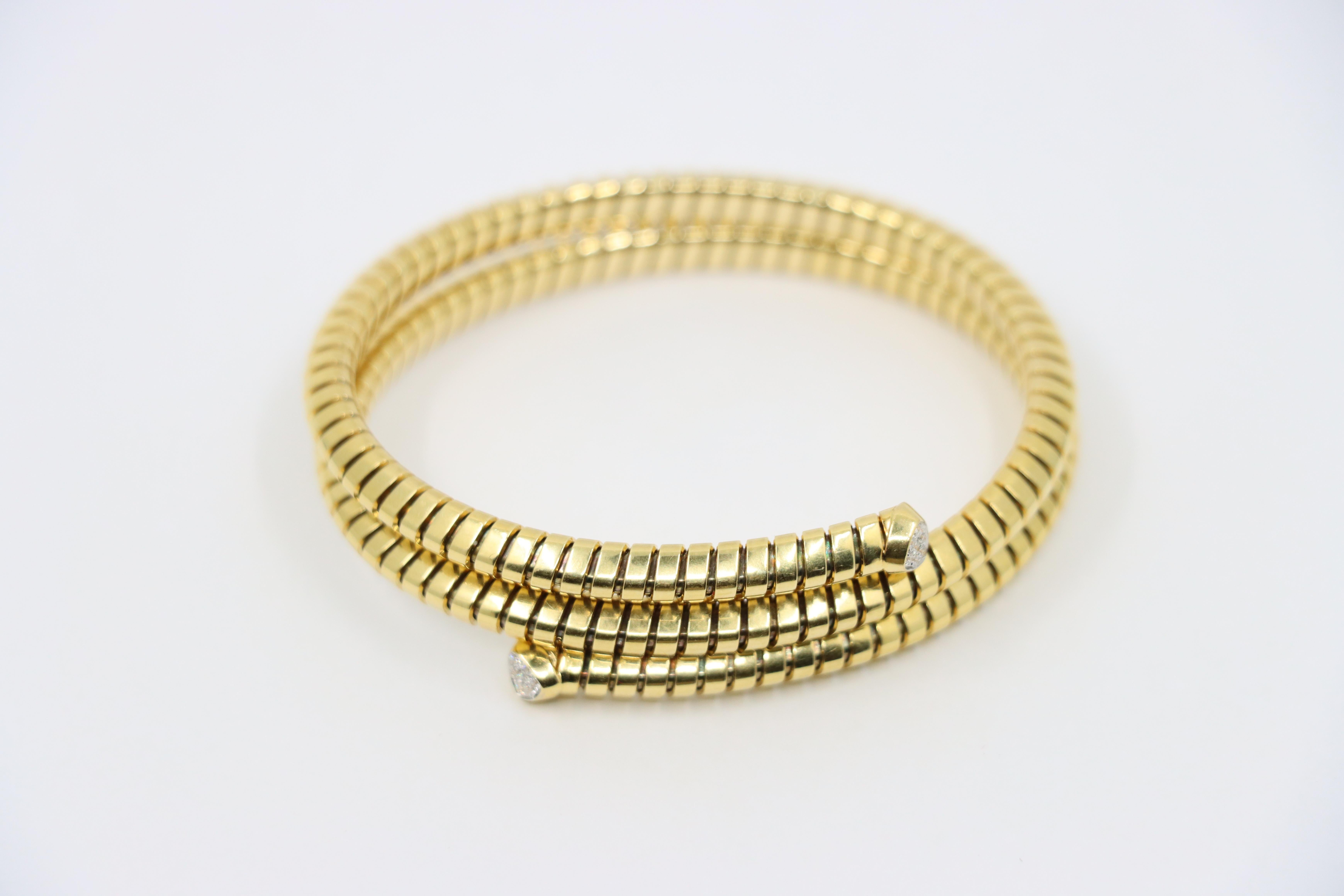 Marina B Trisolina 18k Yellow Gold Triple Pavé Diamond Bangle For Sale 1