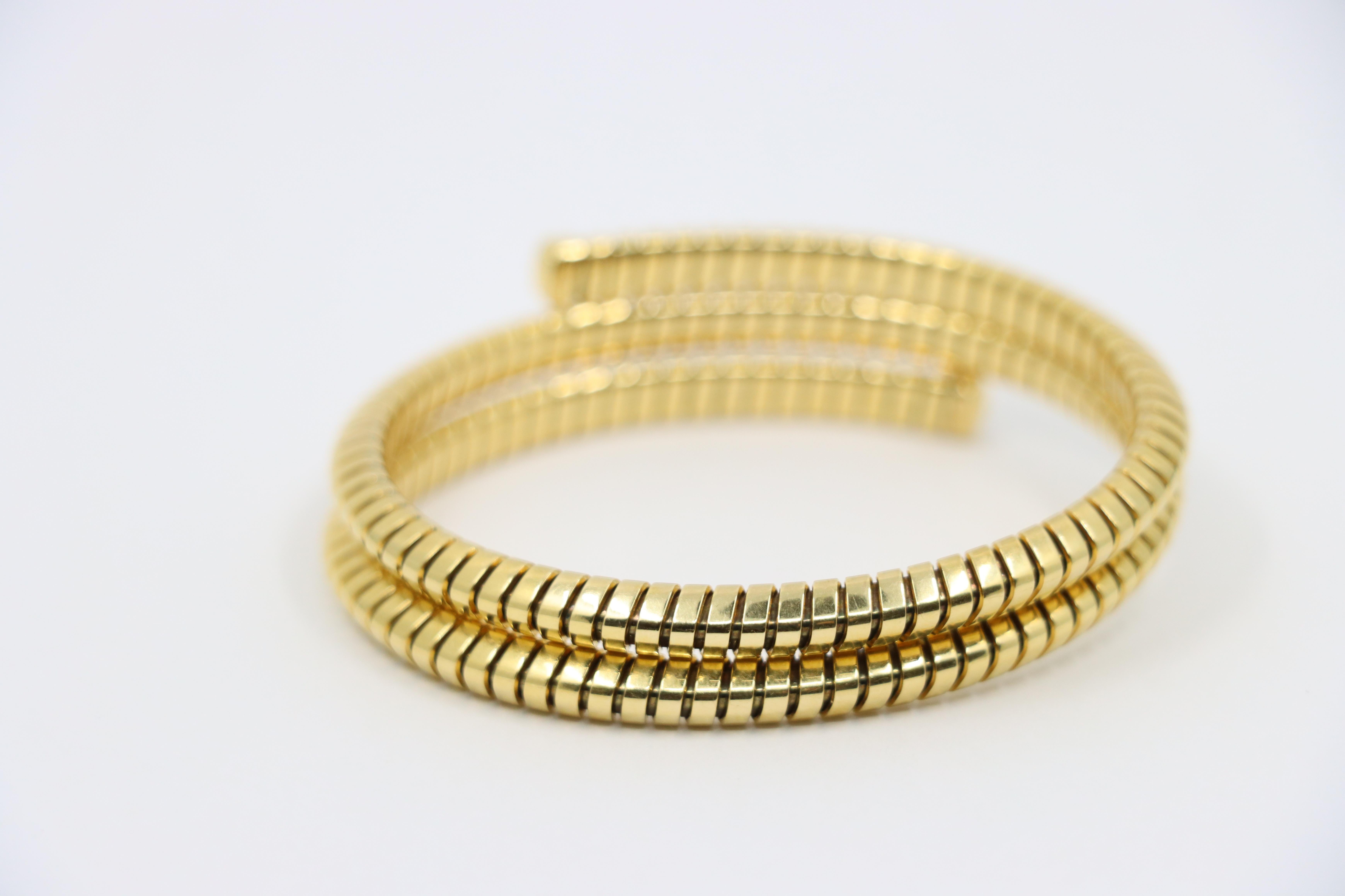 Marina B Trisolina 18k Yellow Gold Triple Pavé Diamond Bangle For Sale 4