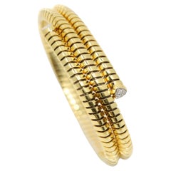 Marina B Trisolina 18k Yellow Gold Triple Pavé Diamond Bangle