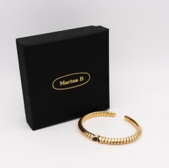 Marina B. Trisolina, manchette Tubogas en or jaune 18 carats et diamants noirs, neuve dans sa boîte