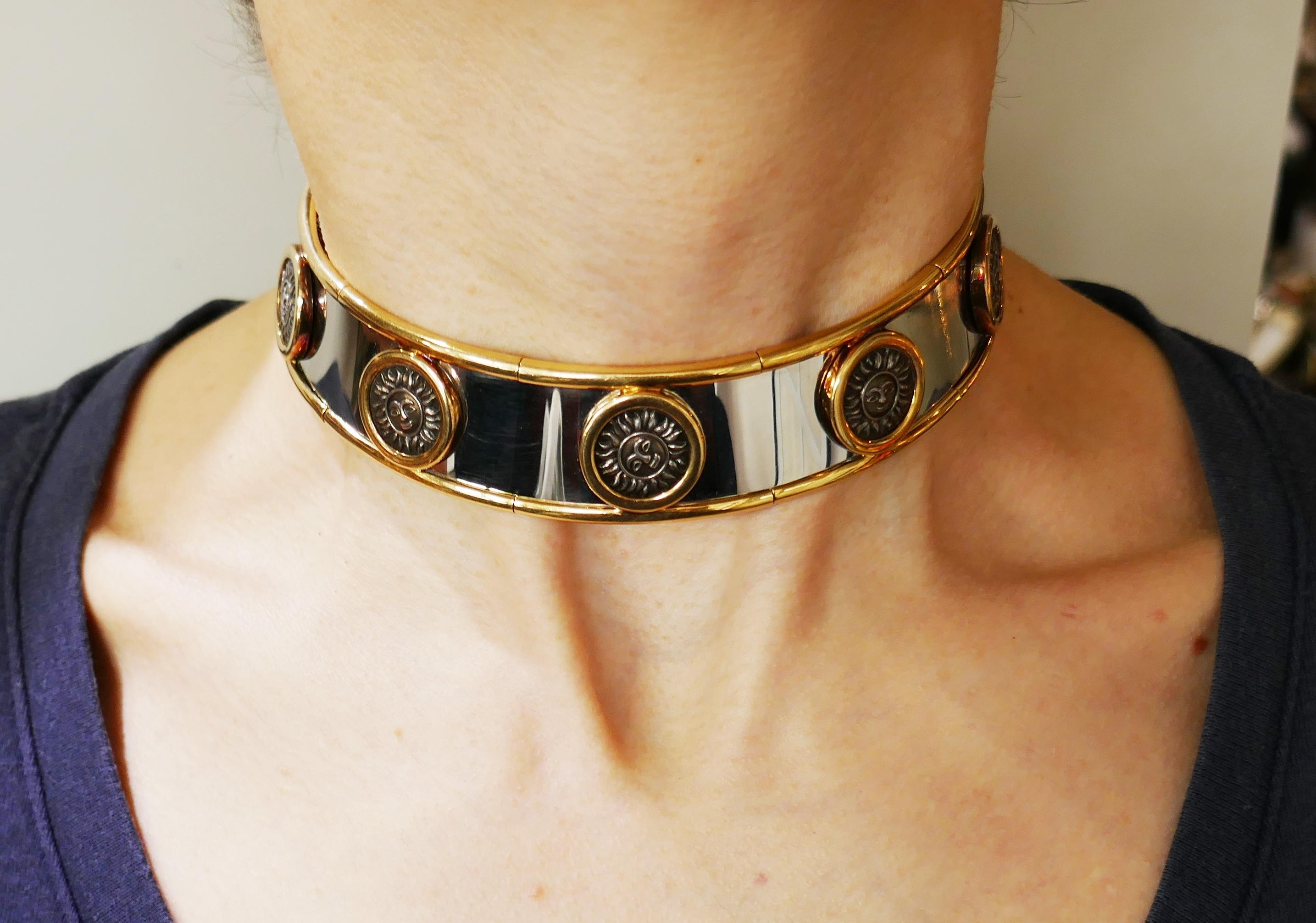 Marina B Choker Necklace Stainless Steel Yellow Gold, 1980s 6