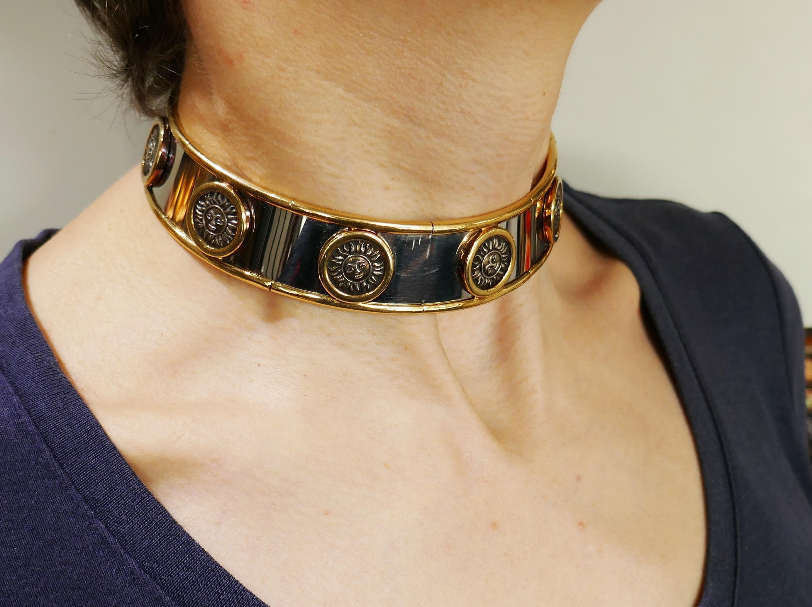 Marina B Choker Necklace Stainless Steel Yellow Gold, 1980s 7