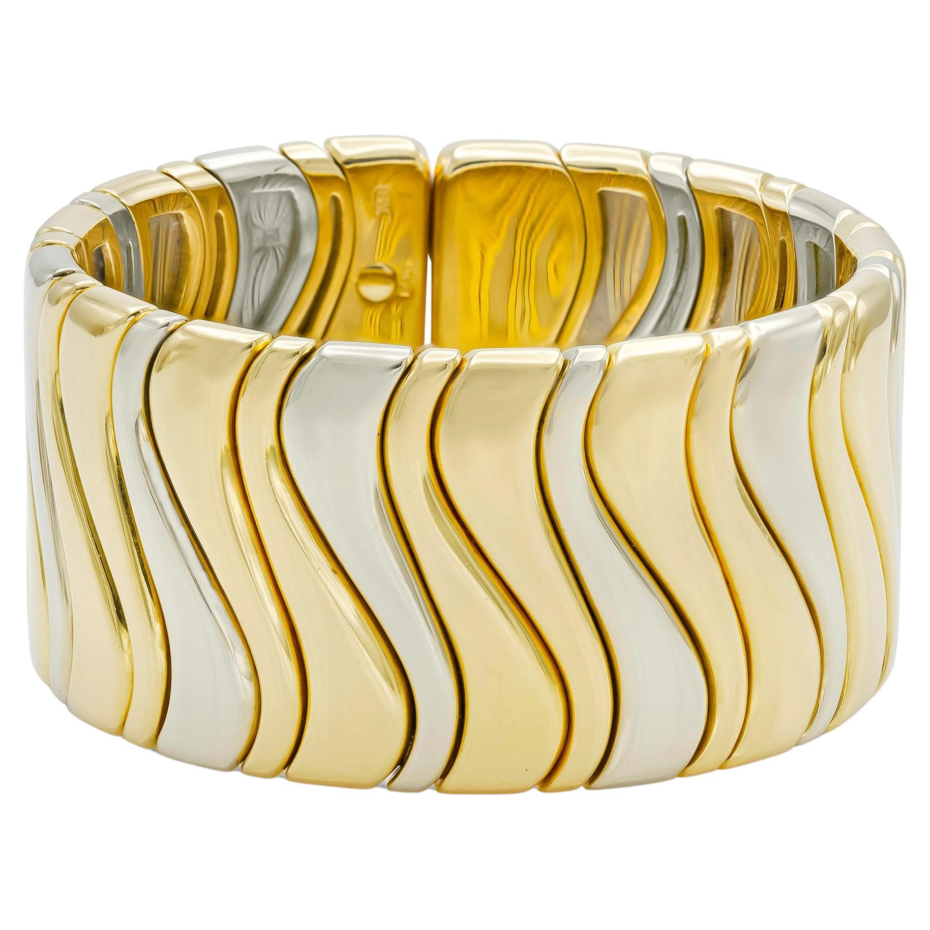 Marina B Two Toned Gold Wide Wave Cuff