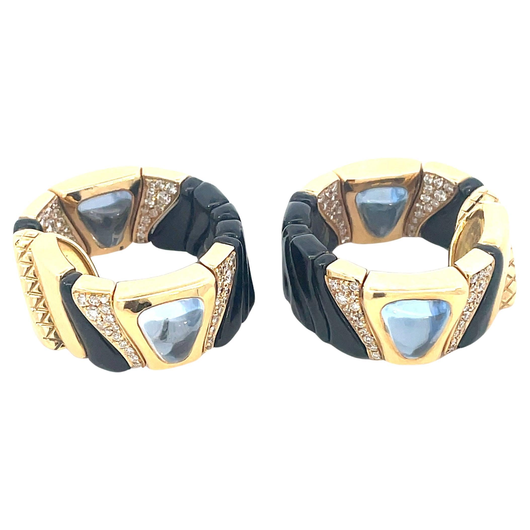 Marina B Vintage Diamond Hoops Earrings For Sale