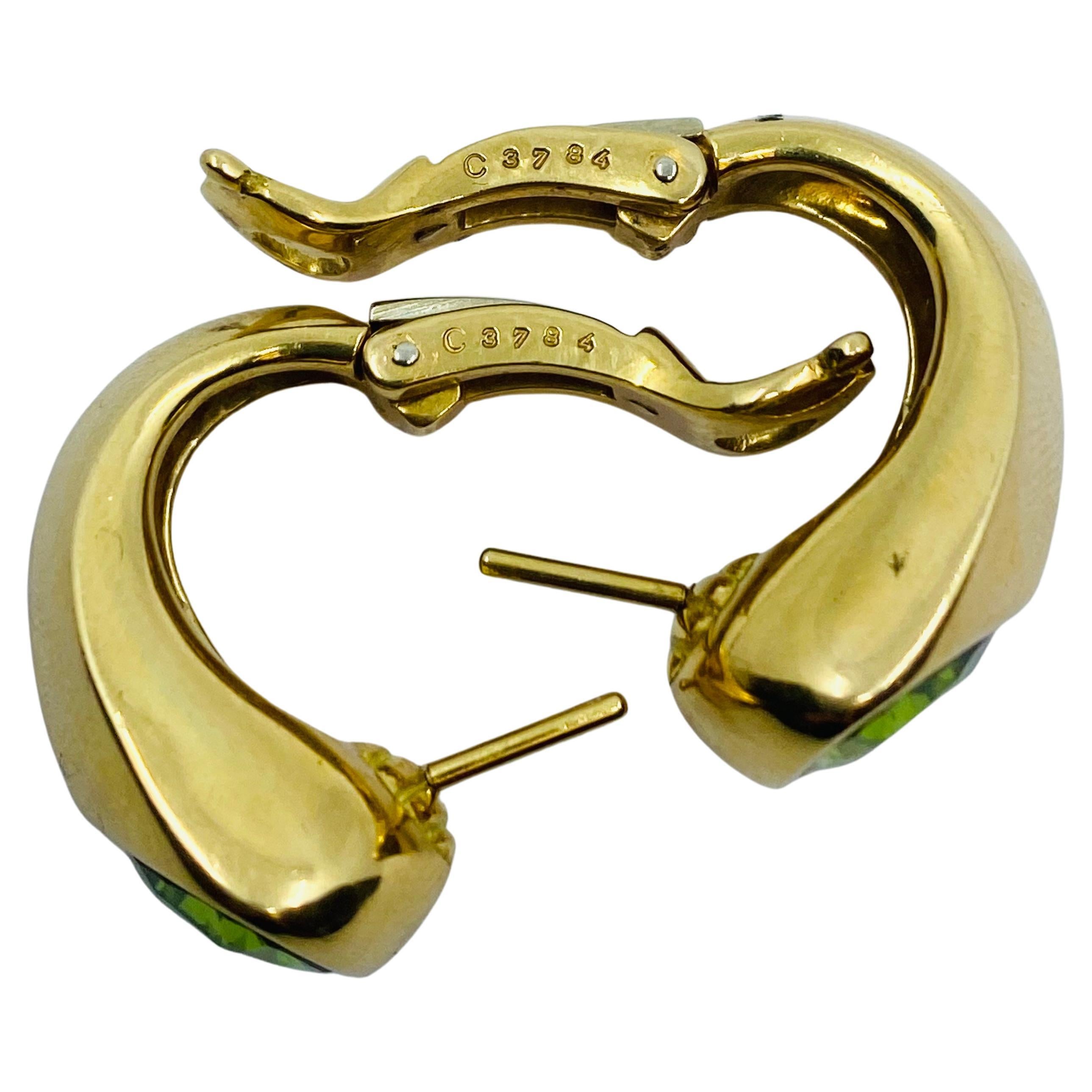 Marina B Boucles d'oreilles vintage en or 18 carats avec péridot vert Pour femmes en vente