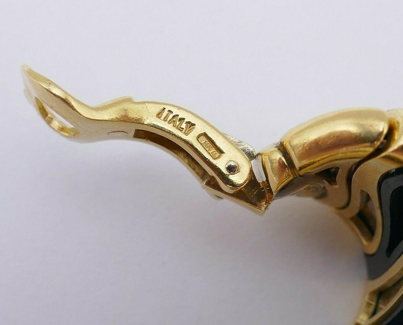 Marina B Vintage Gold Onyx Steel Clip-On Earrings For Sale 5