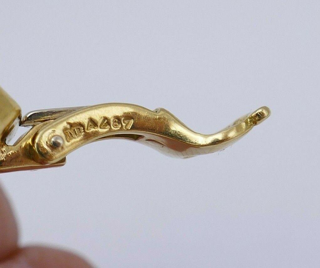 Marina B Vintage Gold Onyx Steel Clip-On Earrings For Sale 4