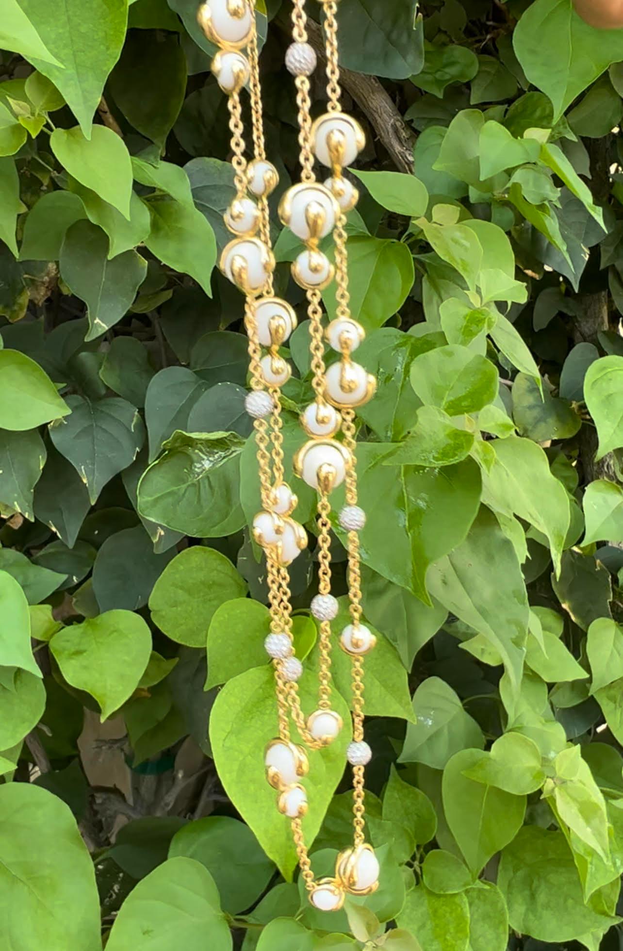 Marina B White Agate Diamond Cardan Necklace In Excellent Condition For Sale In Palm Beach, FL
