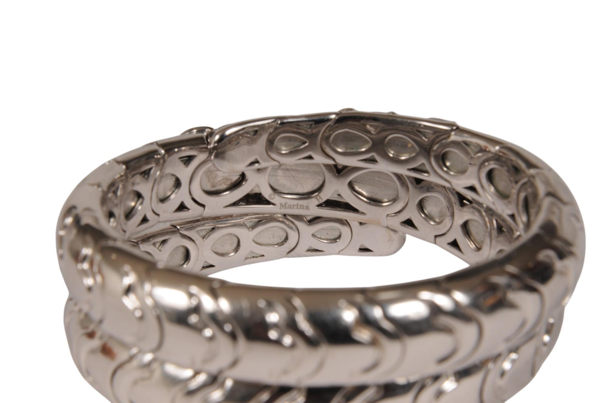 I. A B. Bracelet Onda Coil en or blanc et diamants 3.10Ct Wrist Cuff Spiral en vente 8
