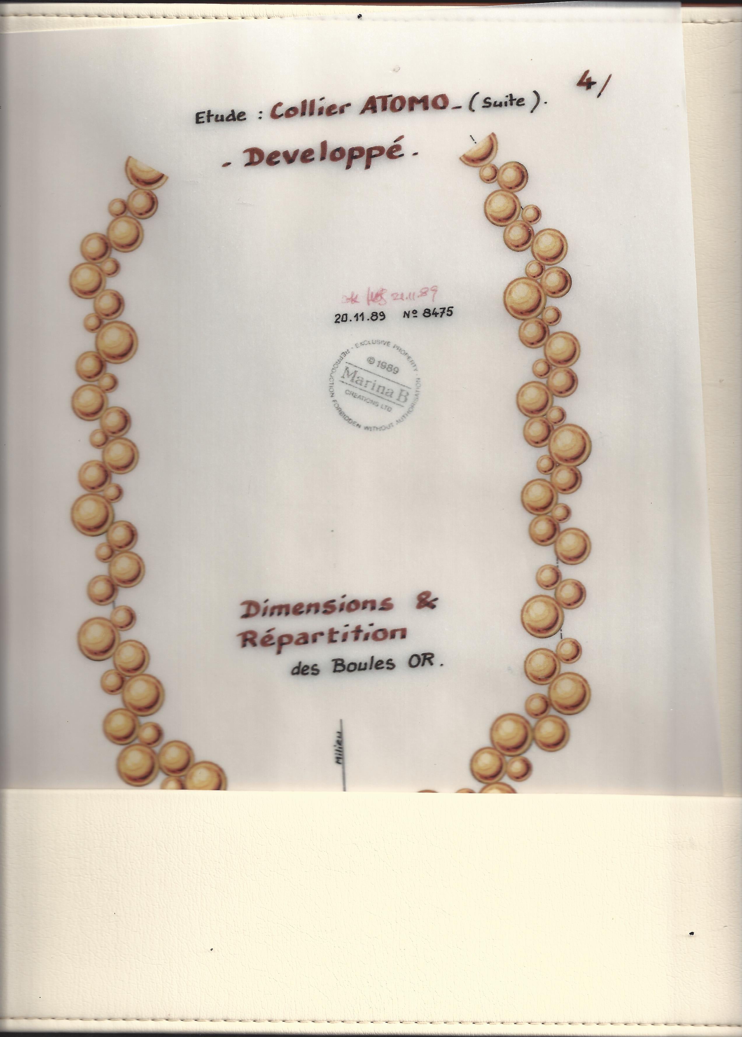 Marina B Yellow Gold Atomo Necklace, 1980s 4
