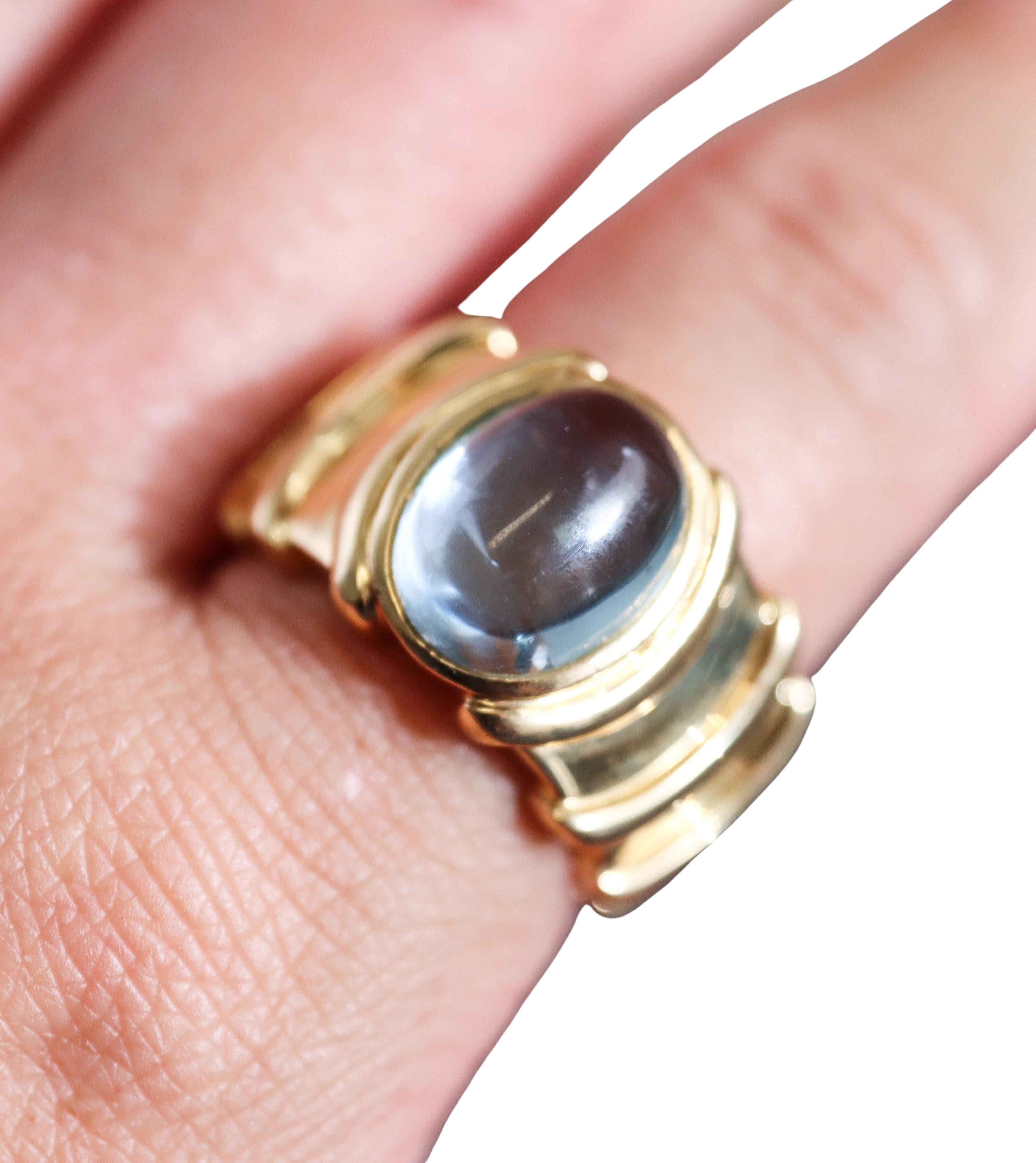 Women's Marina B Yellow Gold Blue Topaz Ring For Sale