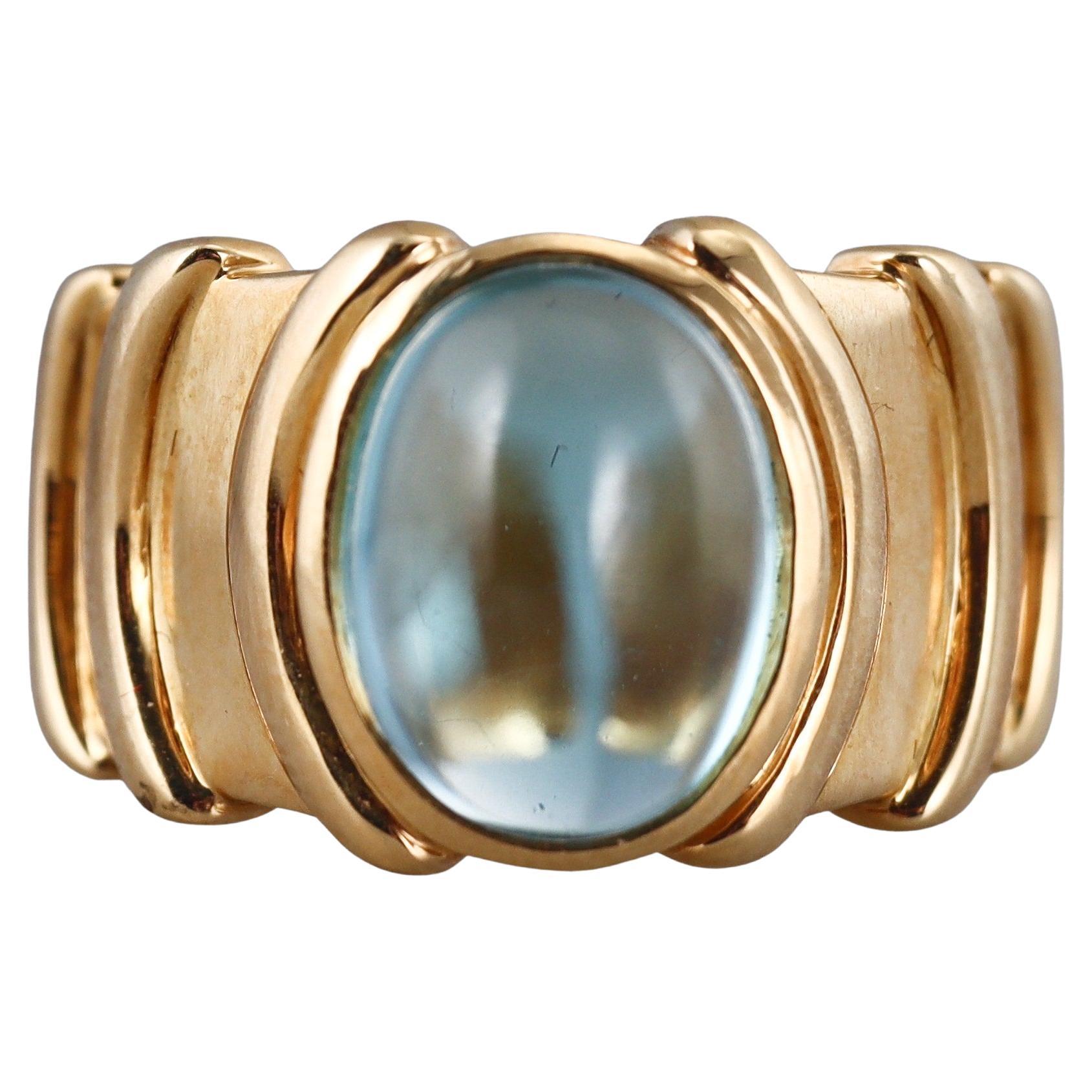 Marina B Yellow Gold Blue Topaz Ring