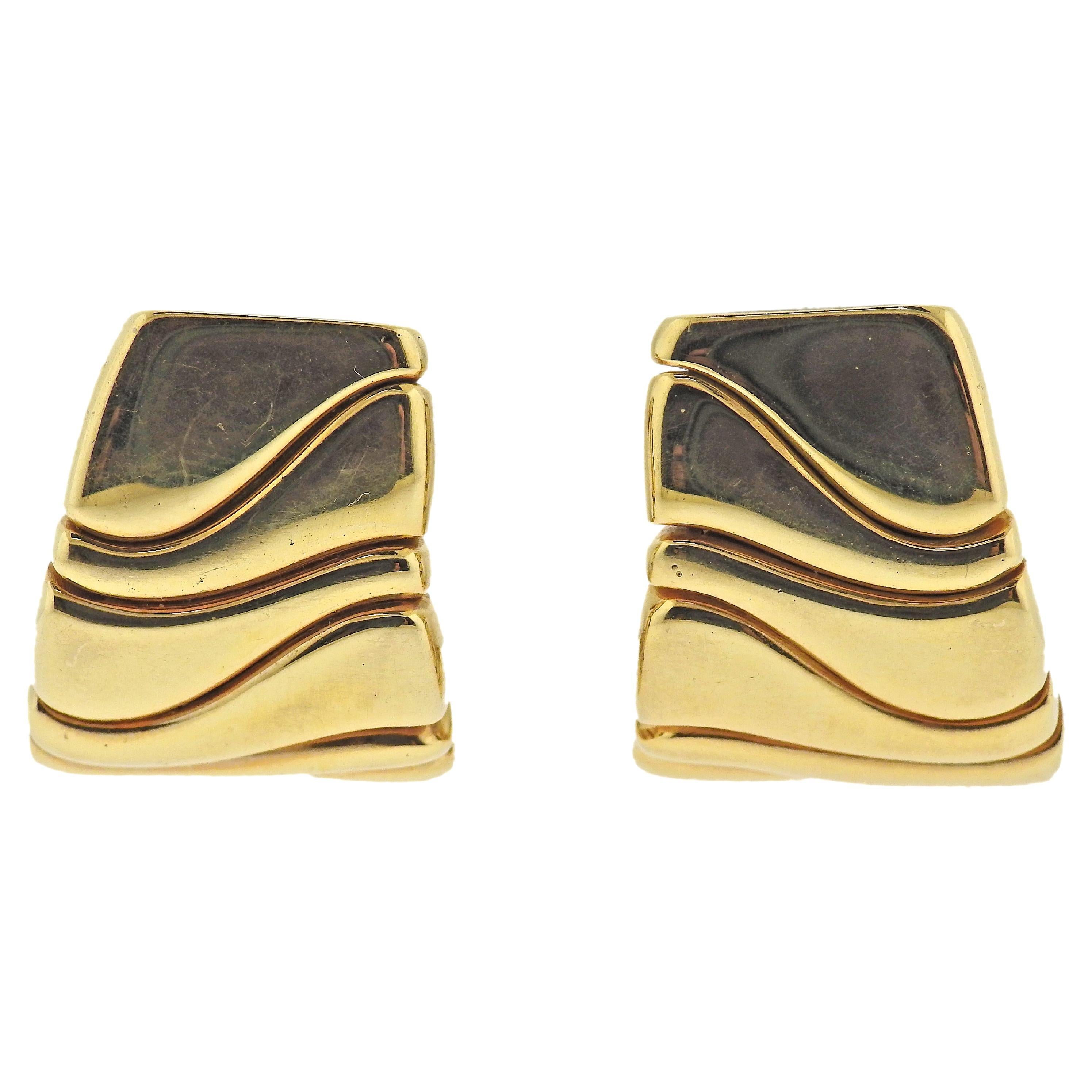 Marina B Yellow Gold Half Hoop Earrings For Sale