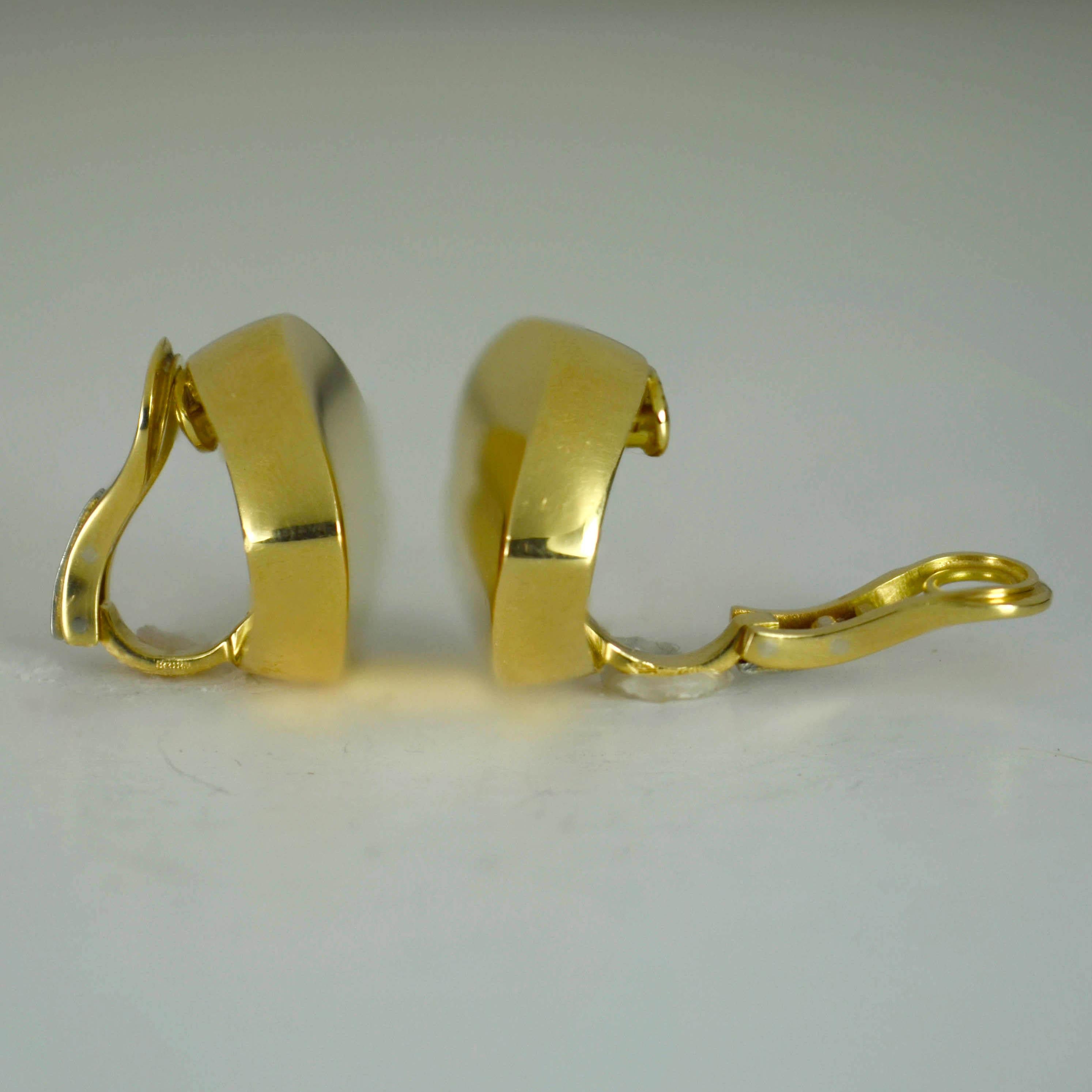 Marina B Yellow Gold Heart Ear Clip Earrings For Sale 1
