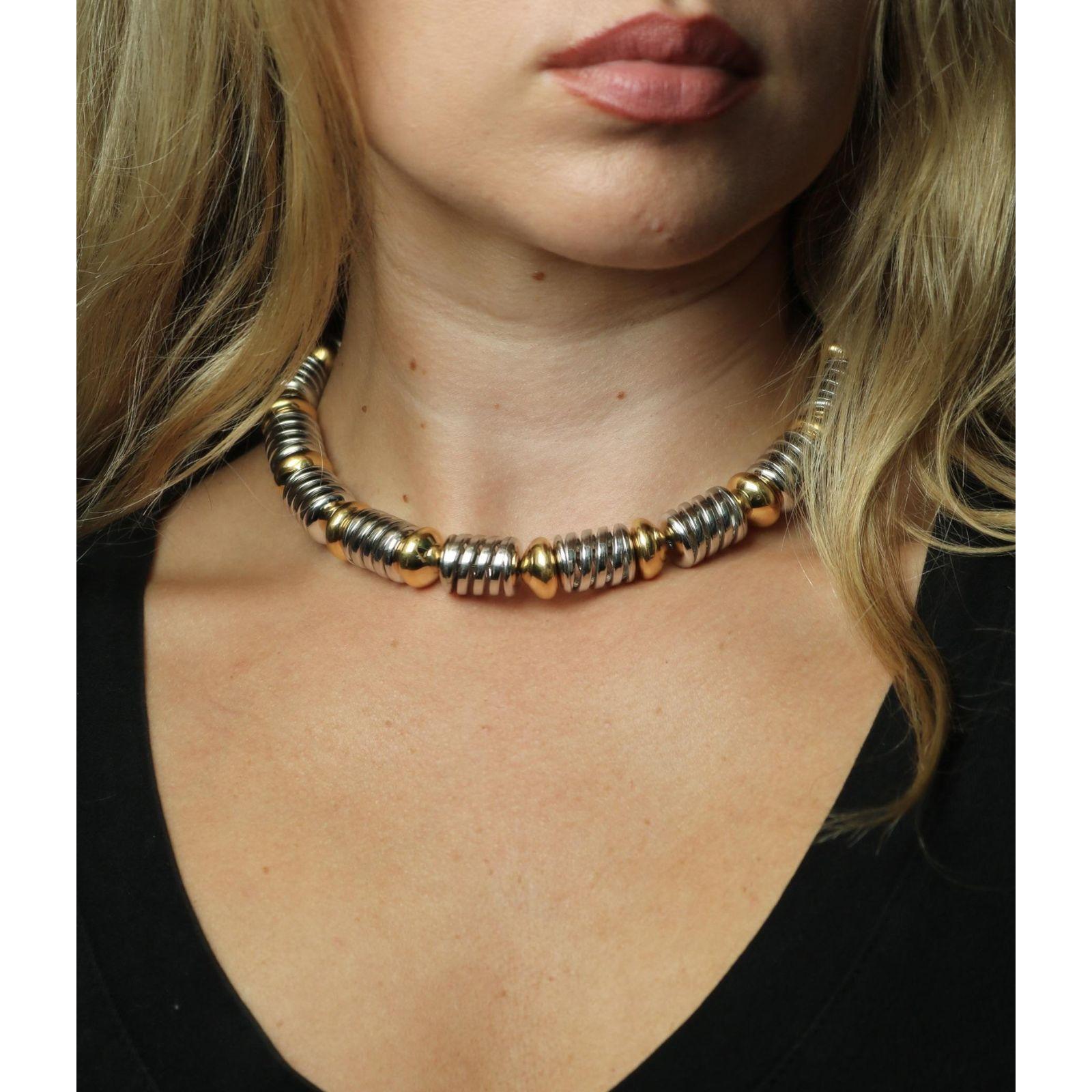 Marina B Or jaune Or blanc Collier ras de cou Helix 18K en vente 3