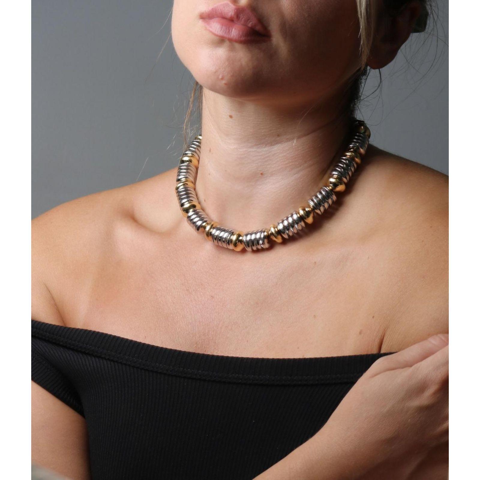 Marina B Or jaune Or blanc Collier ras de cou Helix 18K en vente 4