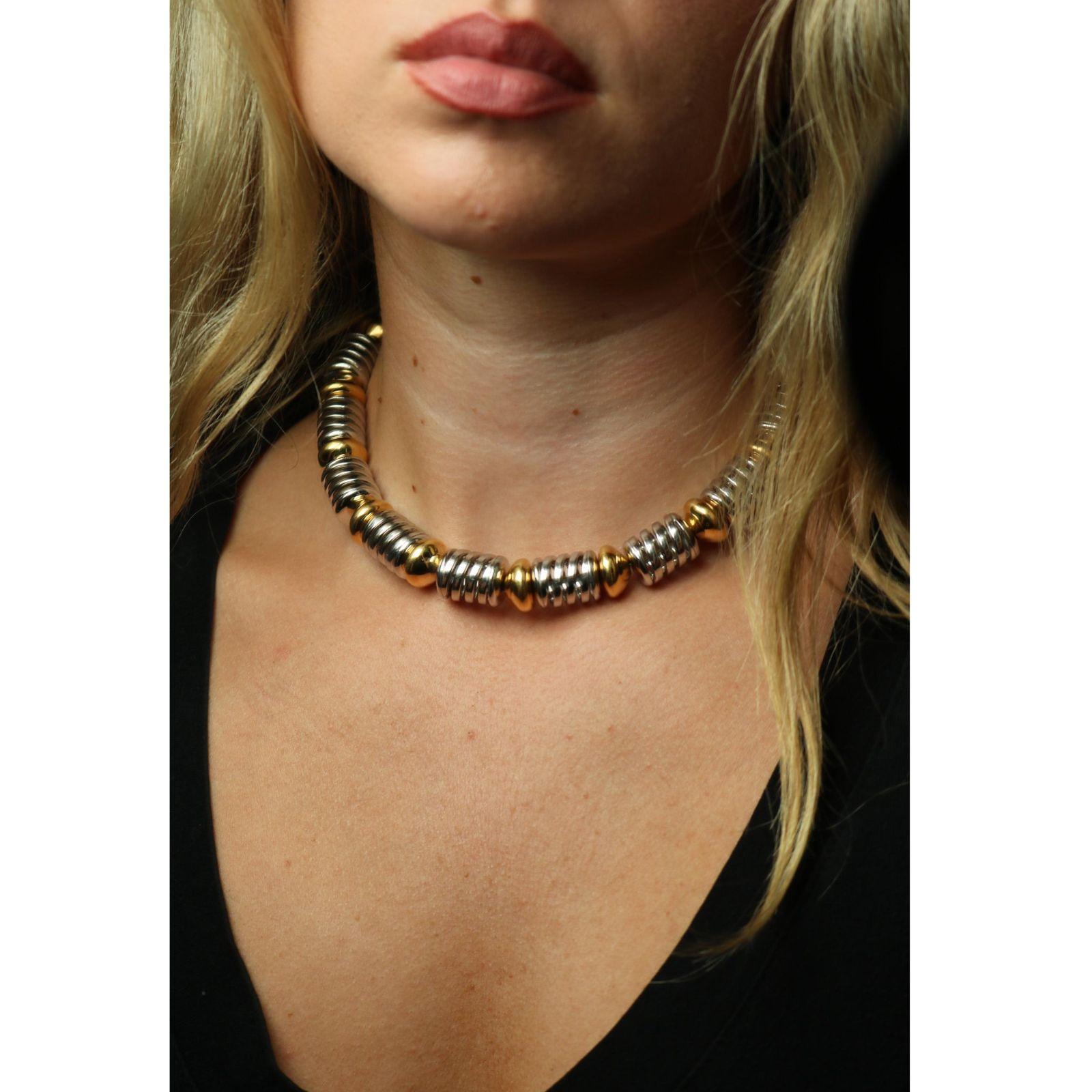 Marina B Or jaune Or blanc Collier ras de cou Helix 18K en vente 5