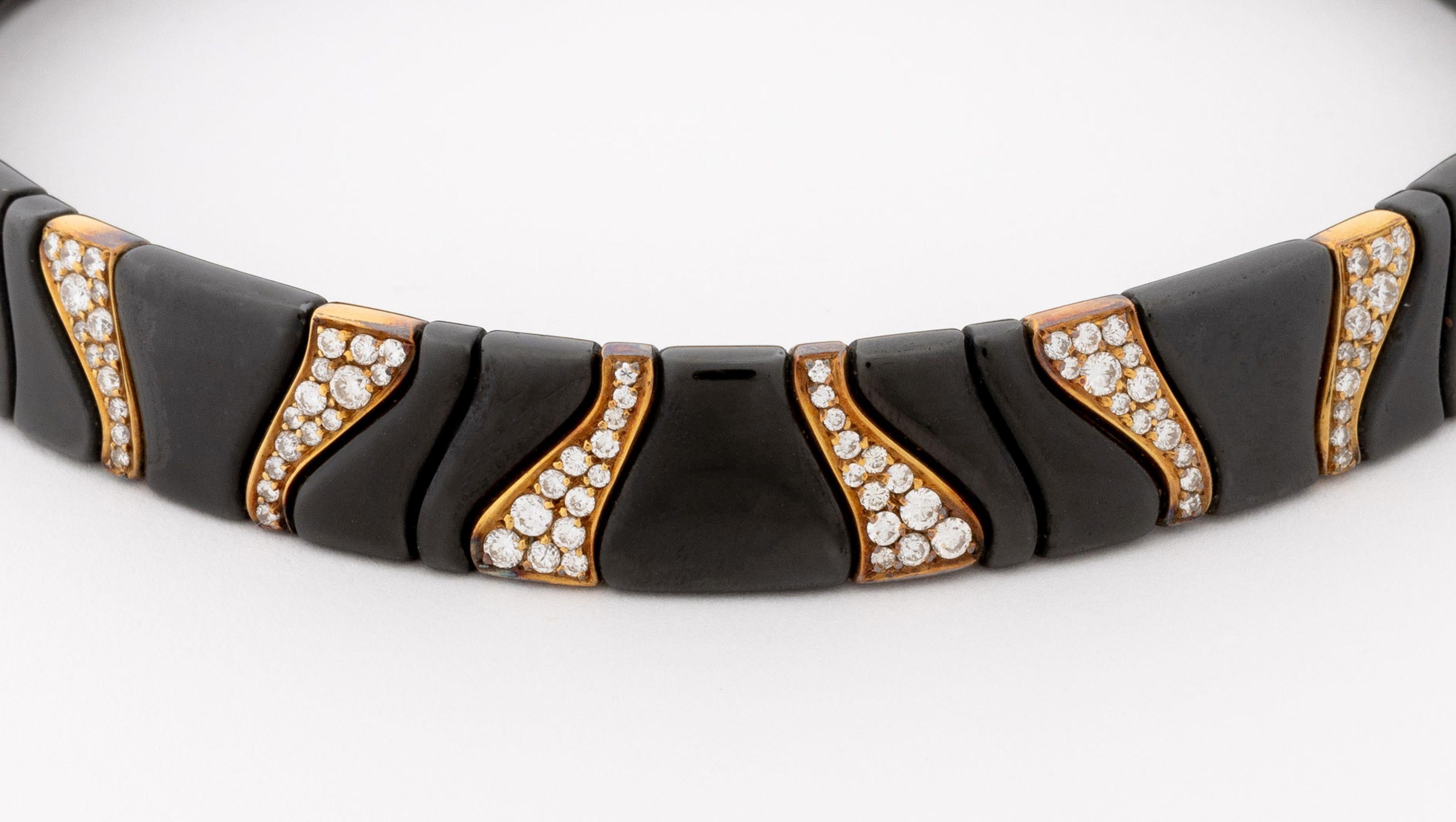 Marina B.18K Blackened Steel Diamond Collar (Rundschliff) im Angebot