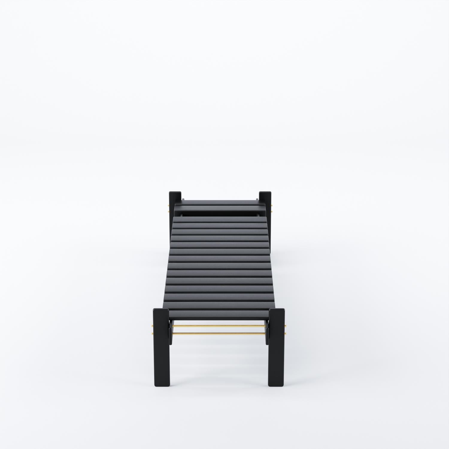 Banc Marina par Bruno de Carvalho - Forme unifiée en Wood Wood avec détails en laiton Neuf - En vente à São Paulo, SP