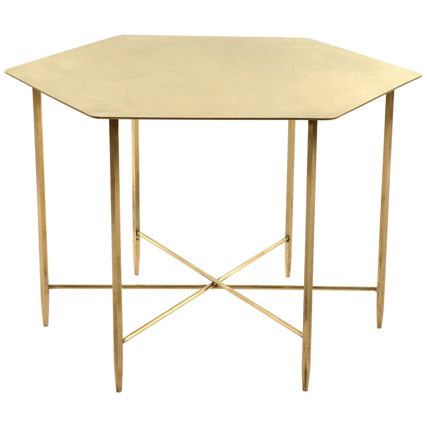 Marina Brass Hexagonal Side Table by Corinna Warm