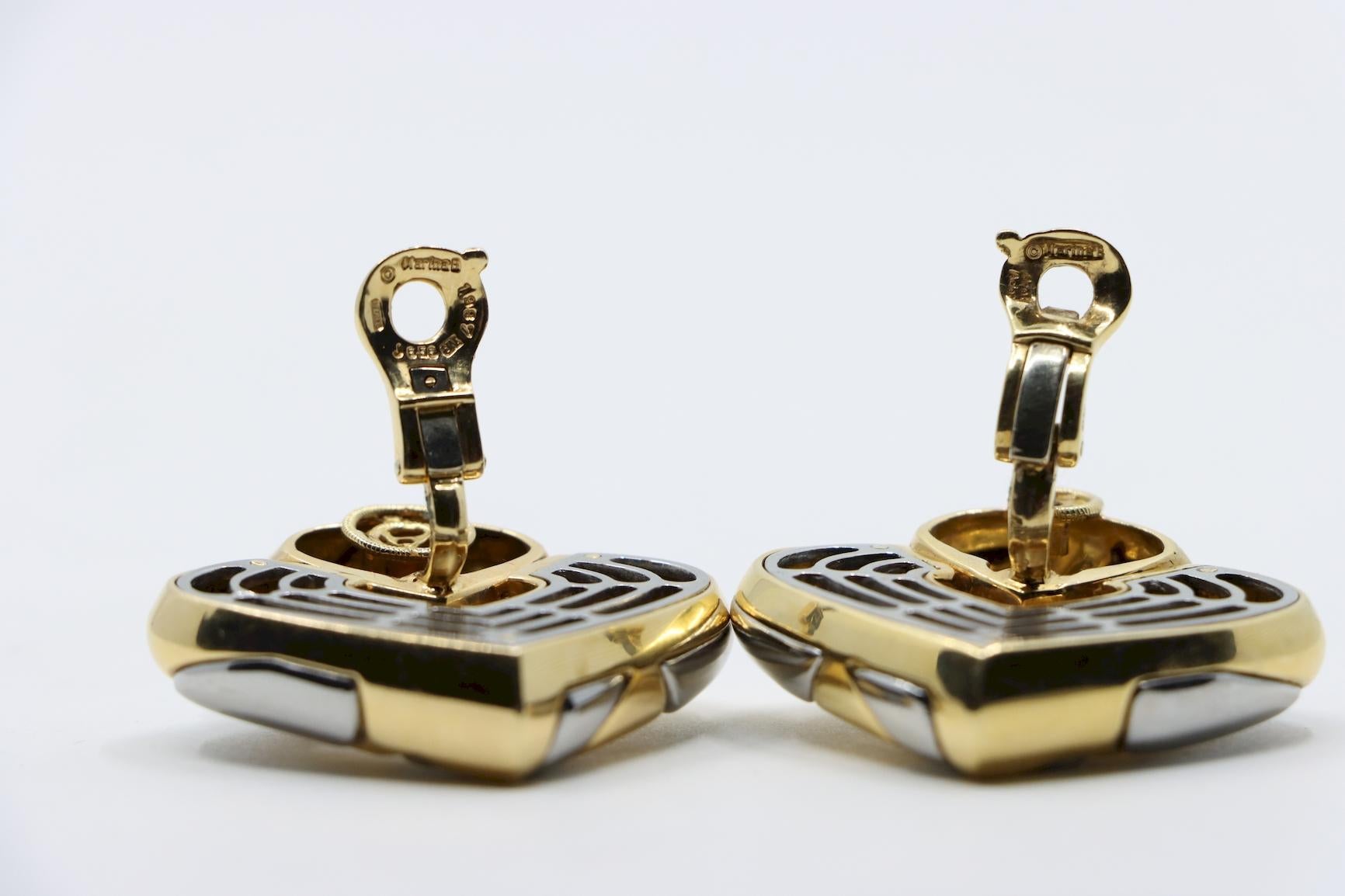 Marina Bulgari 18K Gold & Sterling Silver Heart Earrings 6