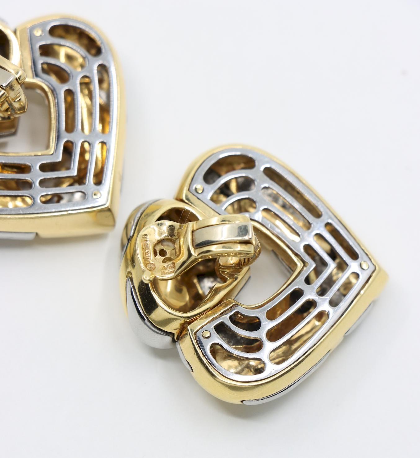 Marina Bulgari 18K Gold & Sterling Silver Heart Earrings 7