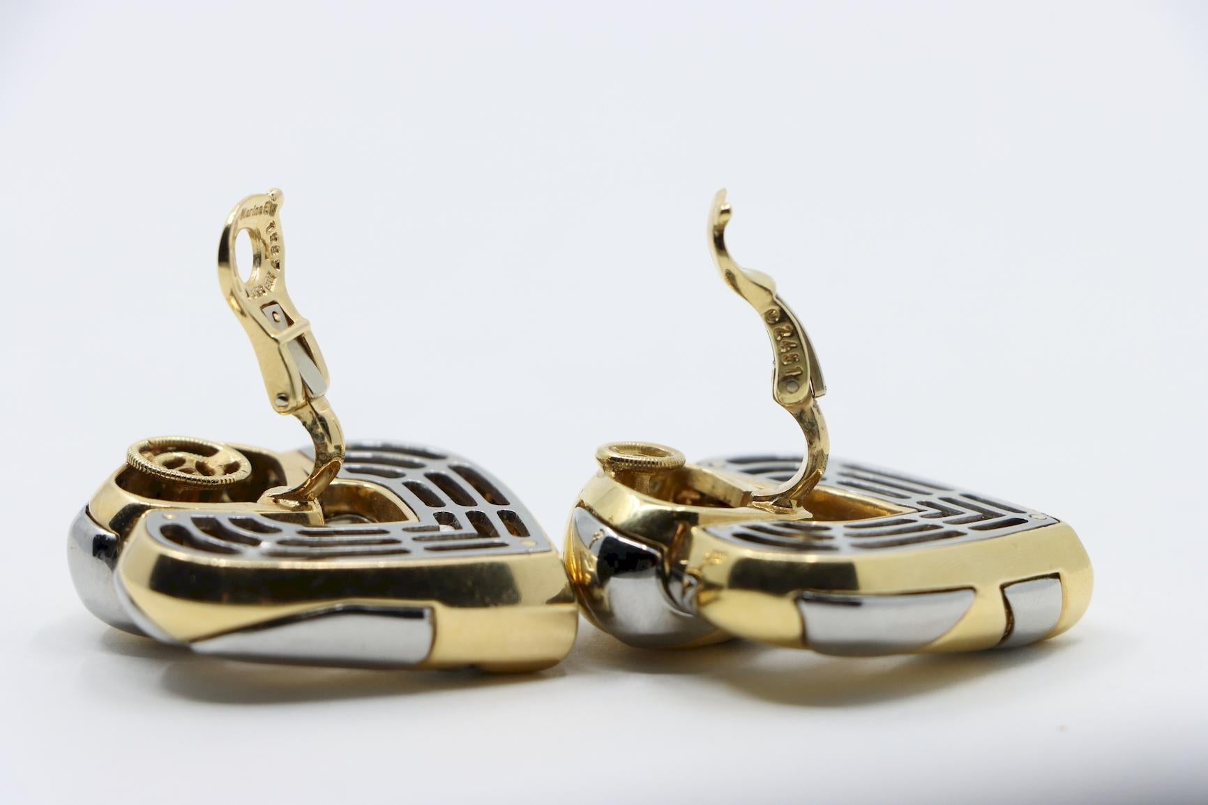 Marina Bulgari 18K Gold & Sterling Silver Heart Earrings 8