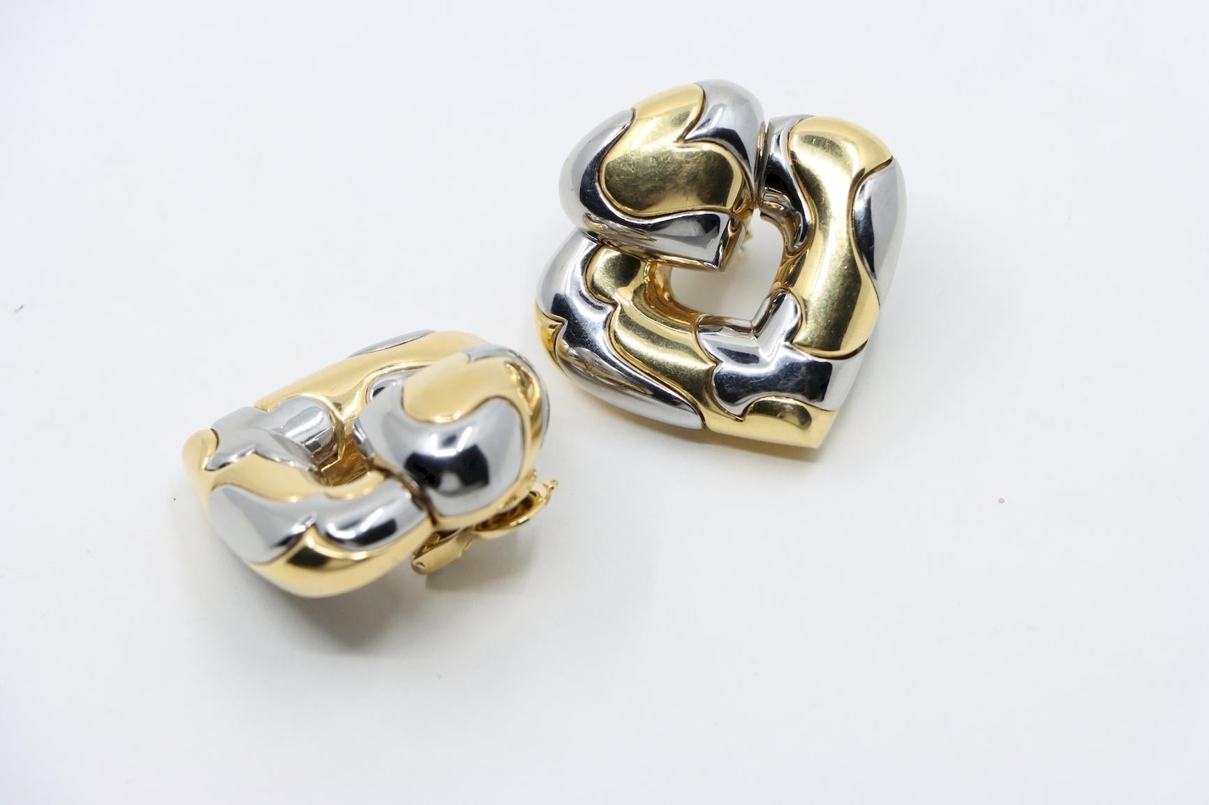 Marina Bulgari 18K Gold & Sterling Silver Heart Earrings 9