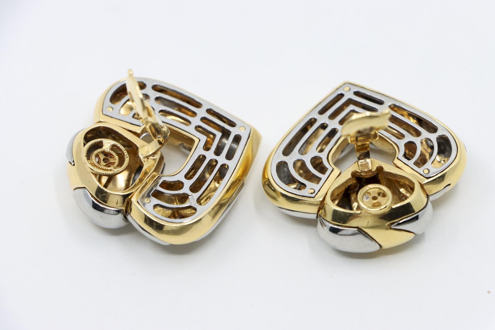 Marina Bulgari 18K Gold & Sterling Silver Heart Earrings 10