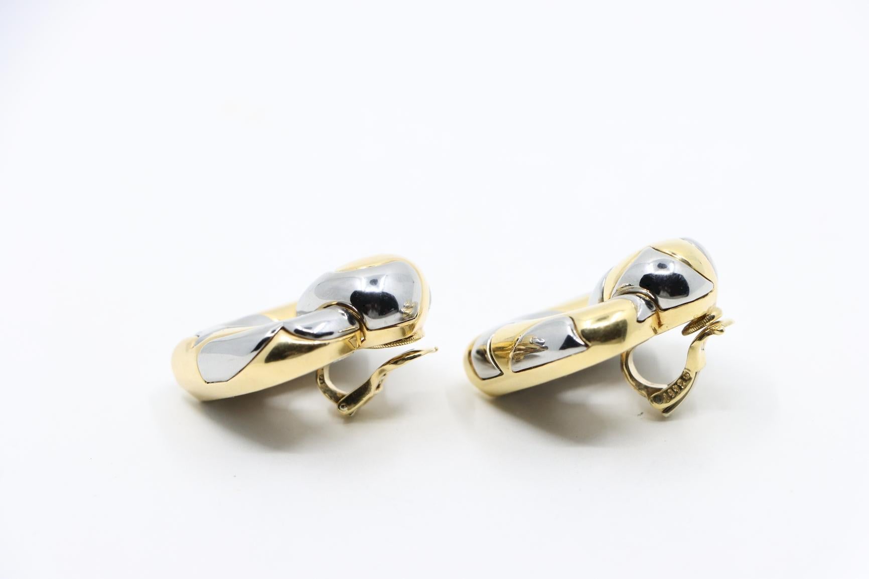 Women's or Men's Marina Bulgari 18K Gold & Sterling Silver Heart Earrings