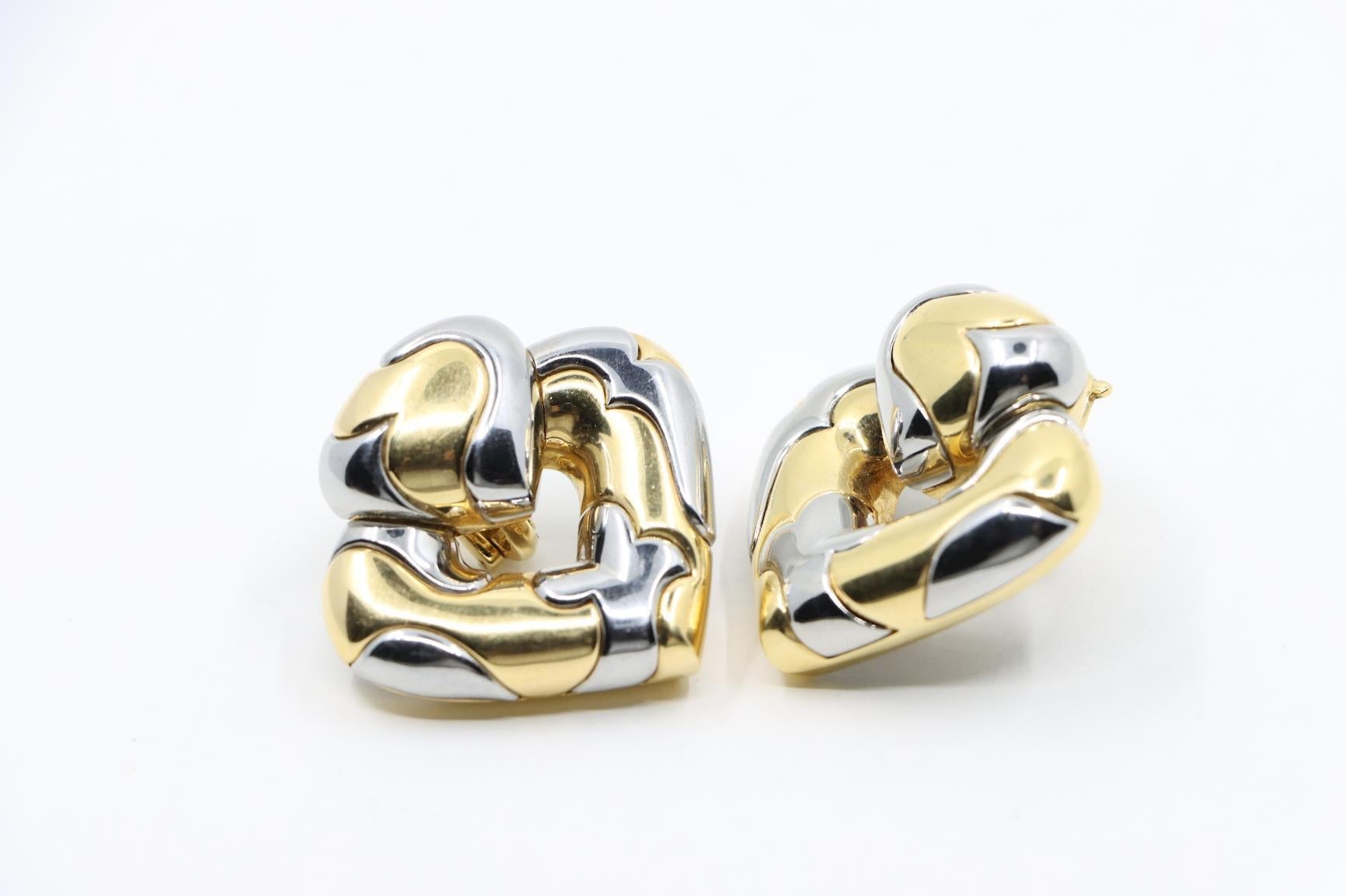 Marina Bulgari 18K Gold & Sterling Silver Heart Earrings 1