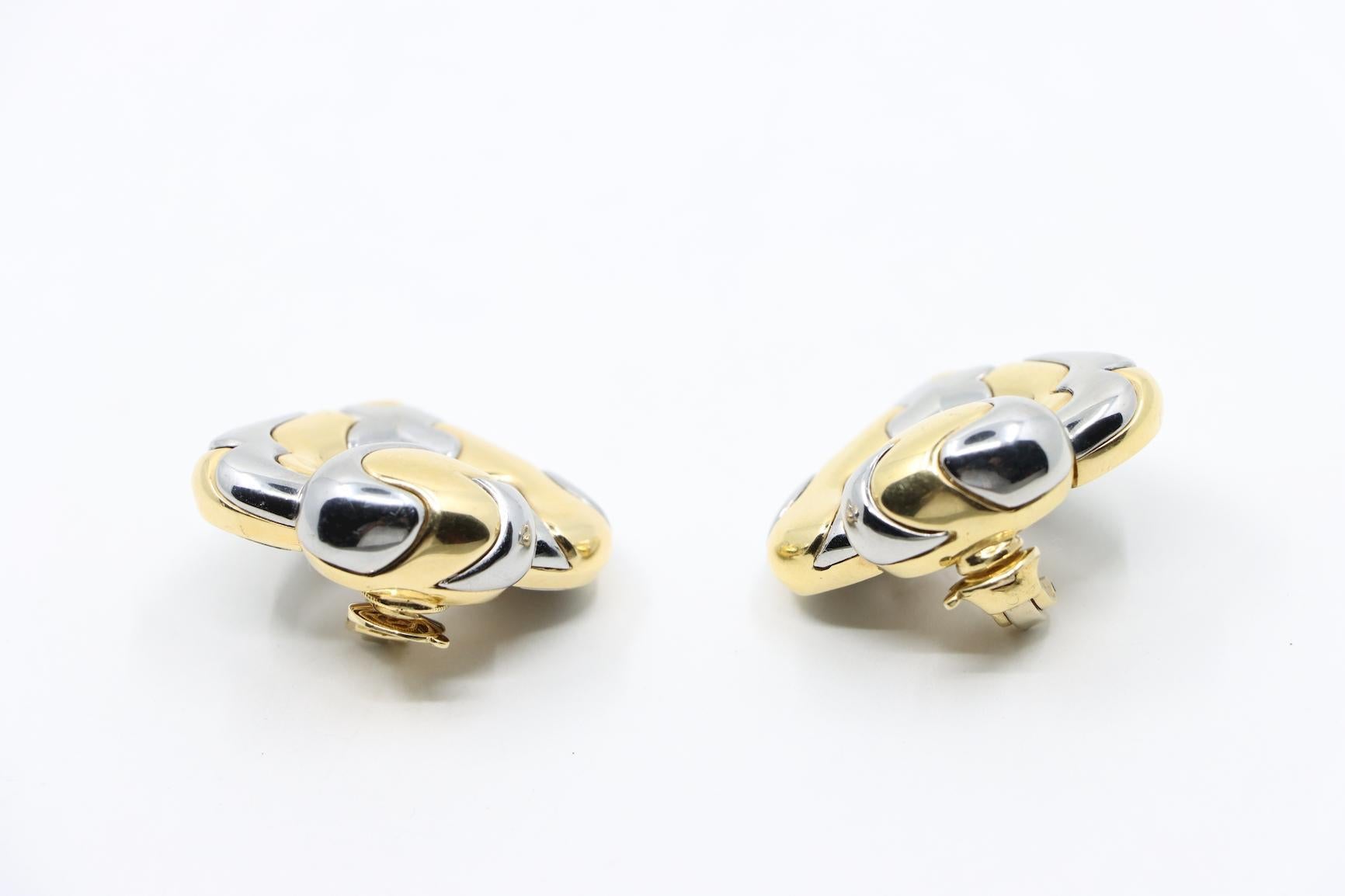 Marina Bulgari 18K Gold & Sterling Silver Heart Earrings 2