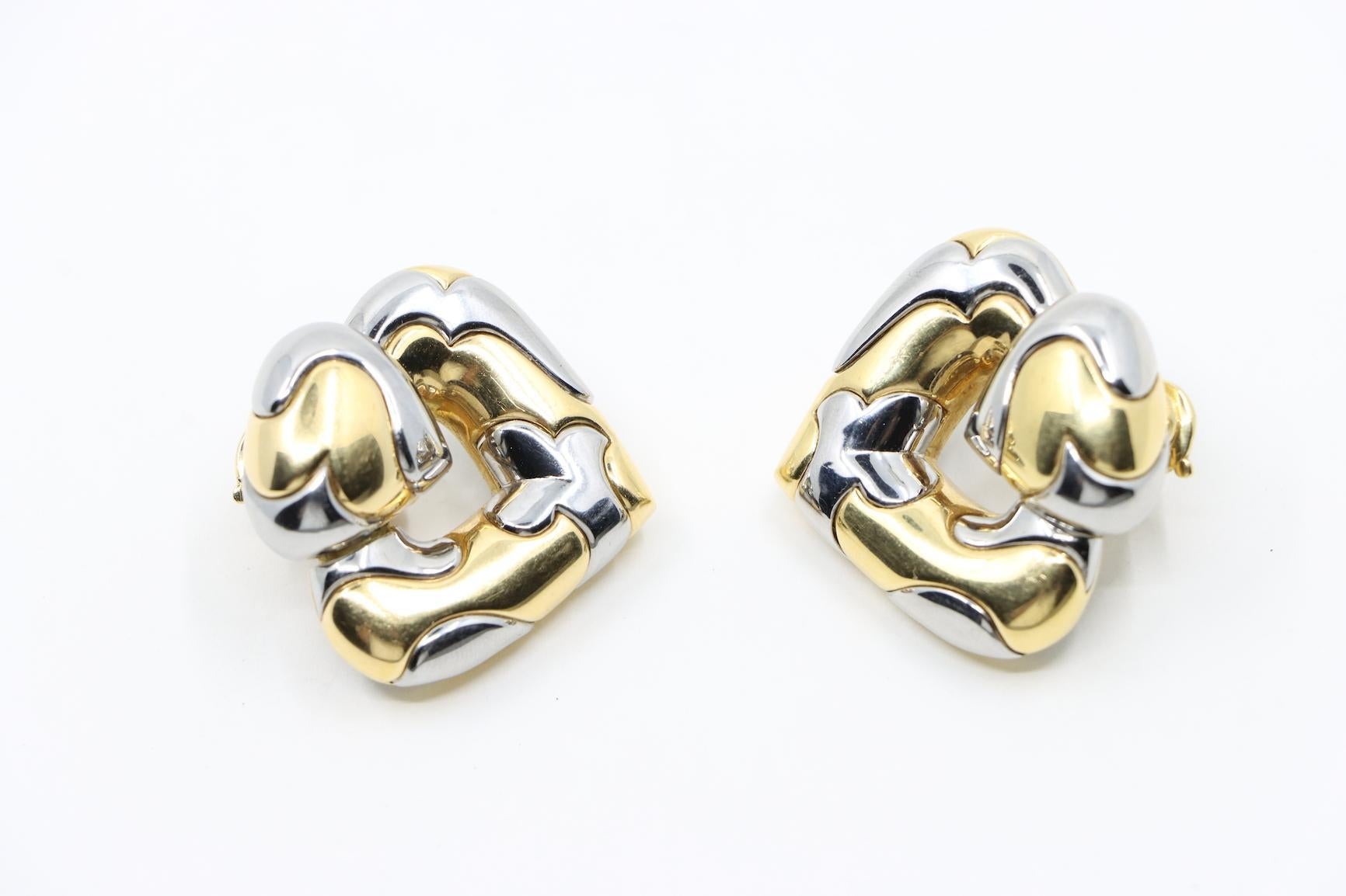Marina Bulgari 18K Gold & Sterling Silver Heart Earrings 3