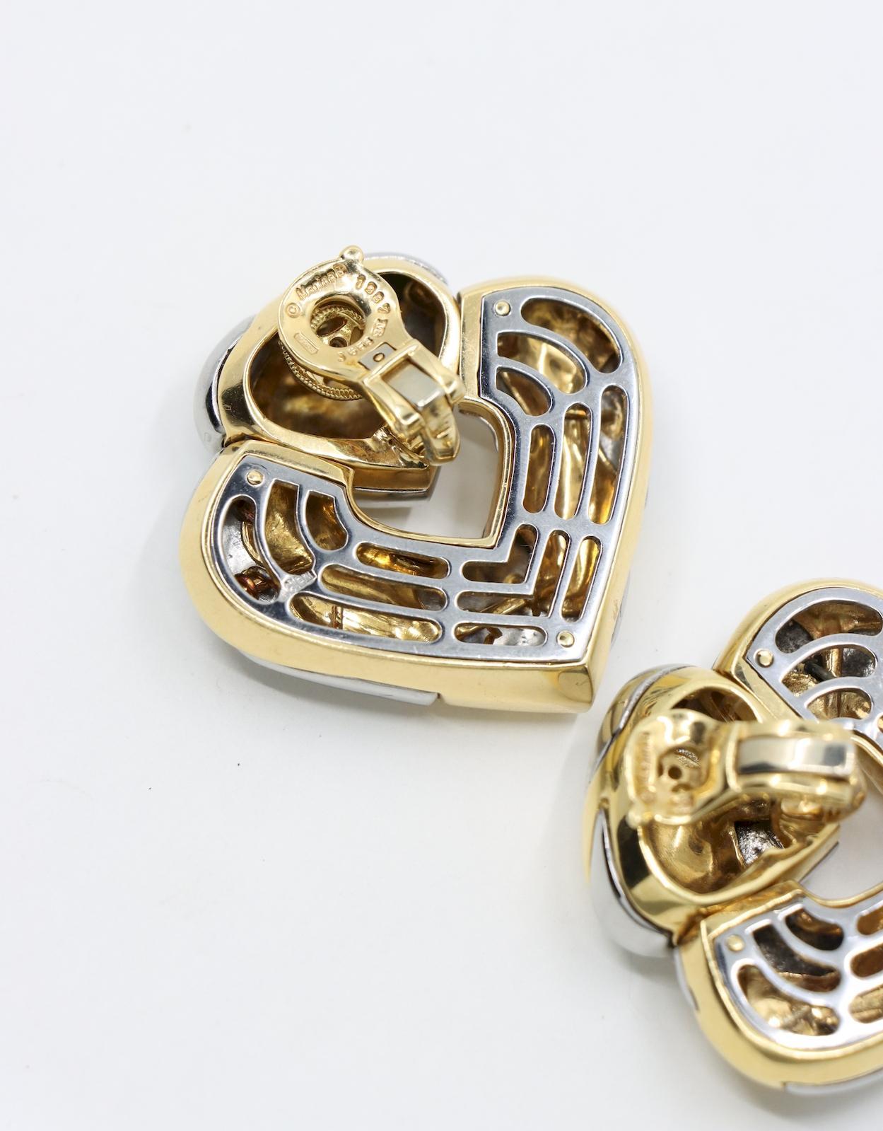 Marina Bulgari 18K Gold & Sterling Silver Heart Earrings 5