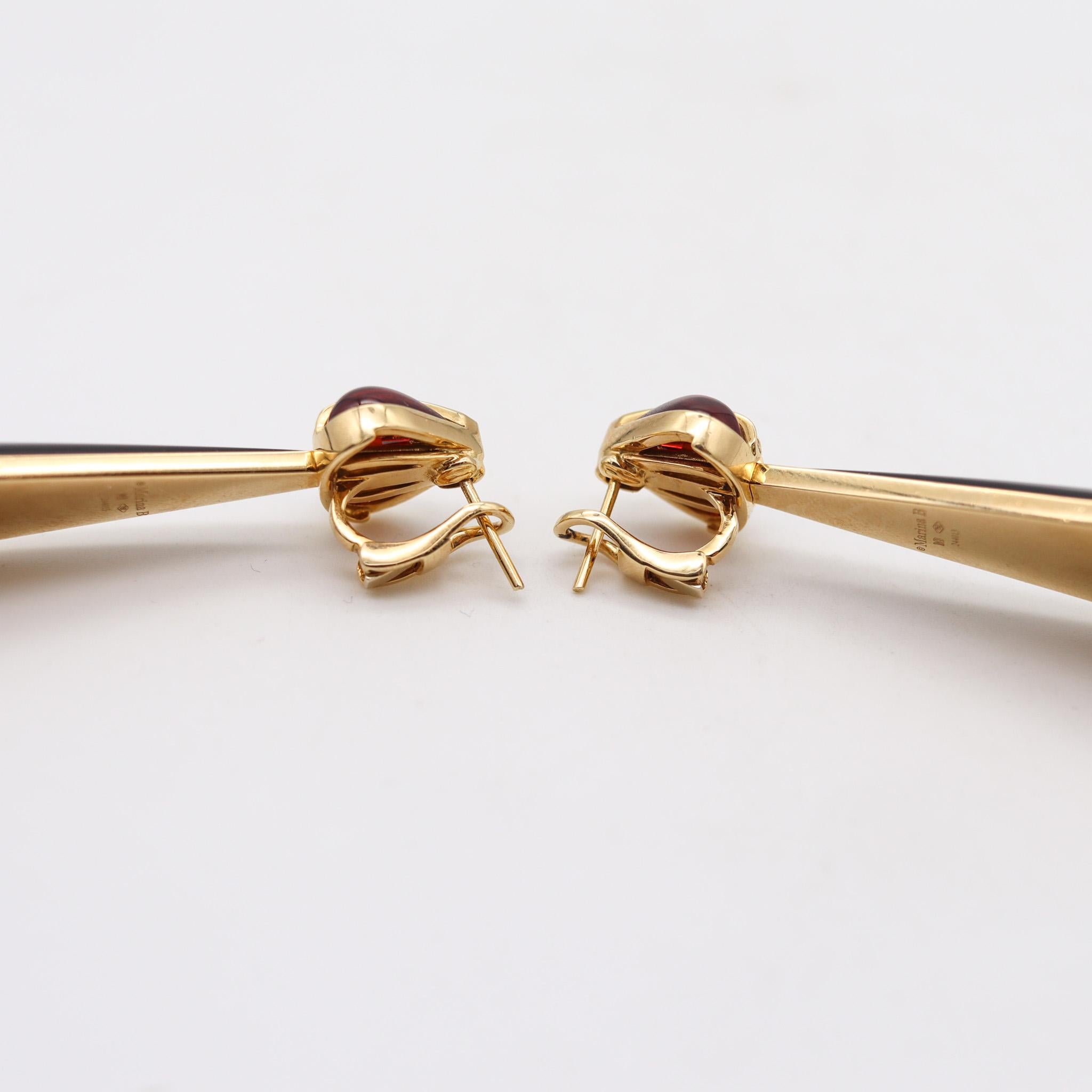 Modernist Marina Bvlgari 1983 Troc Dangle Drop Earrings 18kt Gold with 30.87 Ctw in Gems