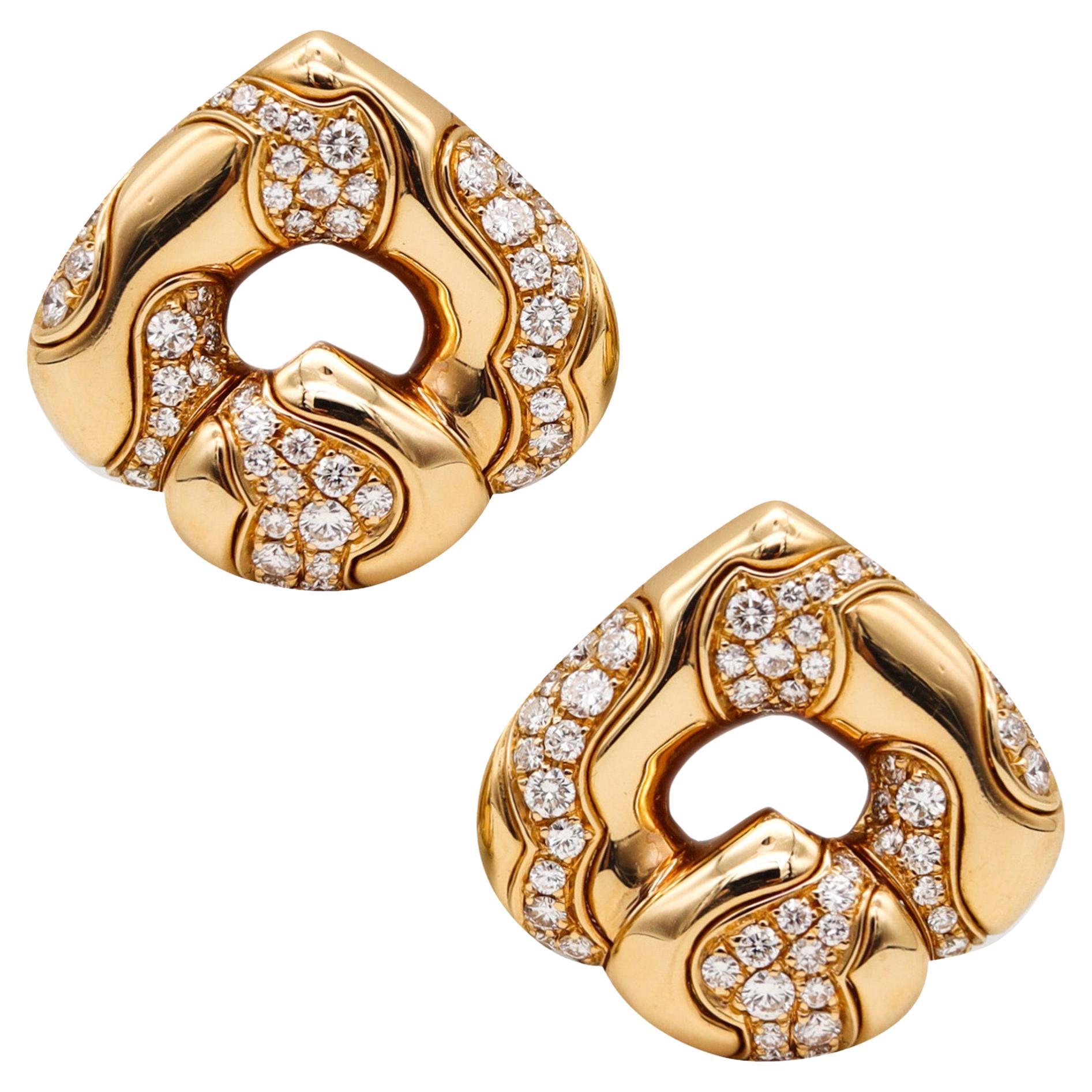 Marina Bvlgari 1987 Pardy Clips Earrings 18kt Yellow Gold with 4.84ctw Diamonds