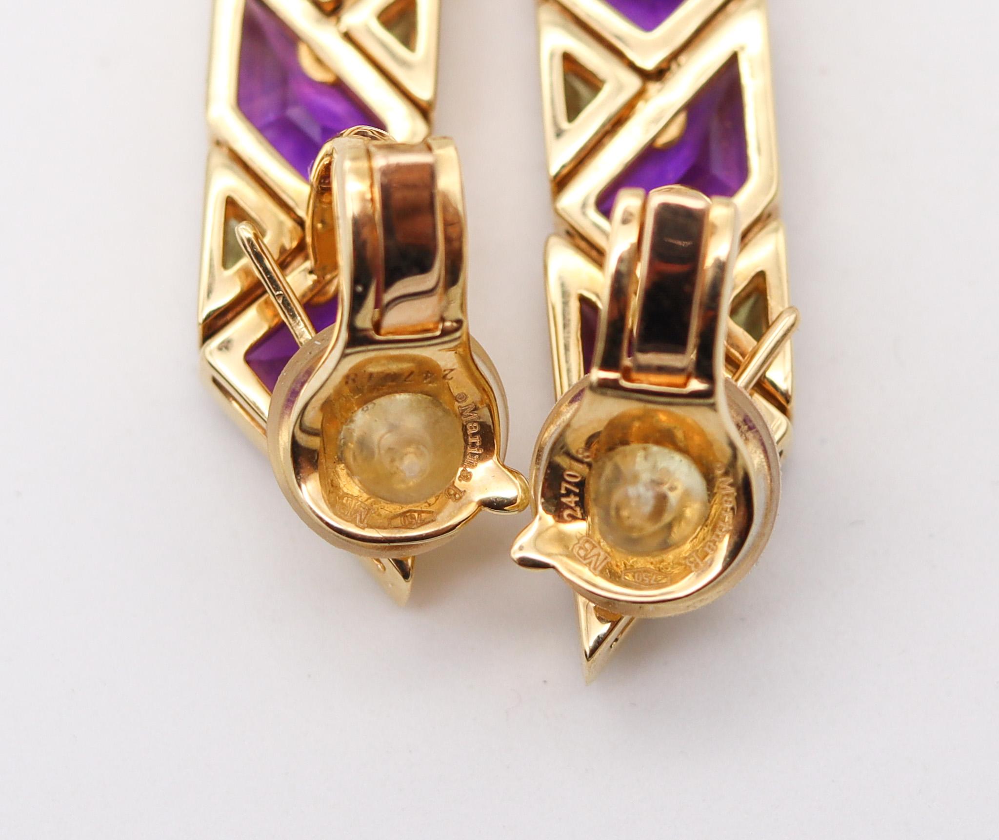 Marina Bvlgari 1989 Pyramide Dangle Earrings in 18k Gold with 47.5ctw Gemstone In Excellent Condition In Miami, FL