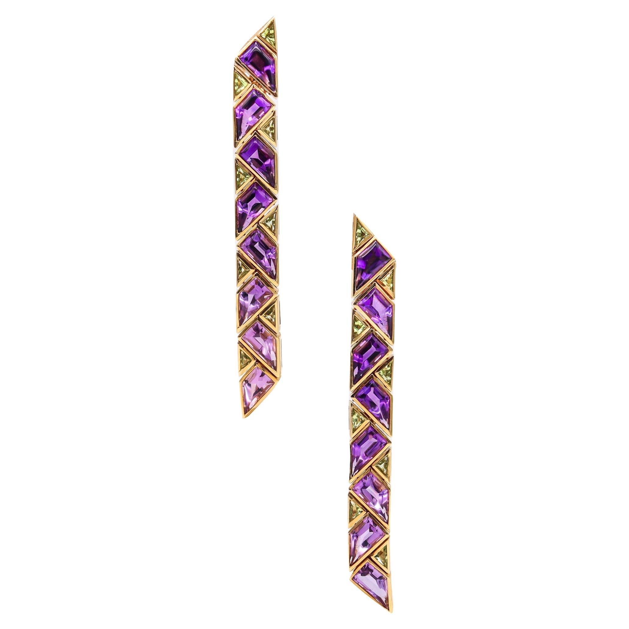 Marina Bvlgari 1989 Pyramide Dangle Earrings in 18k Gold with 47.5ctw Gemstone