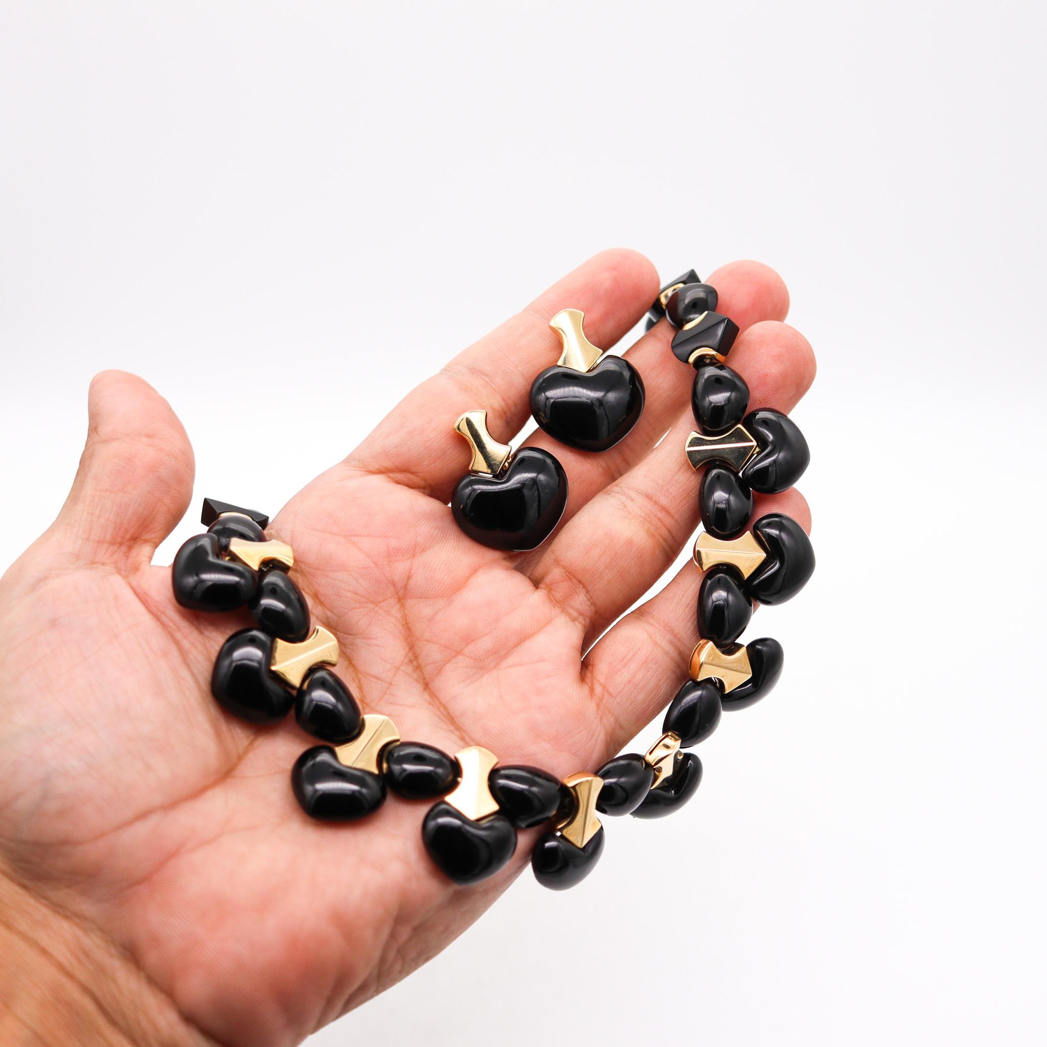 Marina Bvlgari 1996 Ciao Necklace and Earrings Suite 18kt Gold with Black Jade 4
