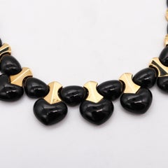 Marina Bvlgari 1996 Ciao Necklace and Earrings Suite 18kt Gold with Black Jade