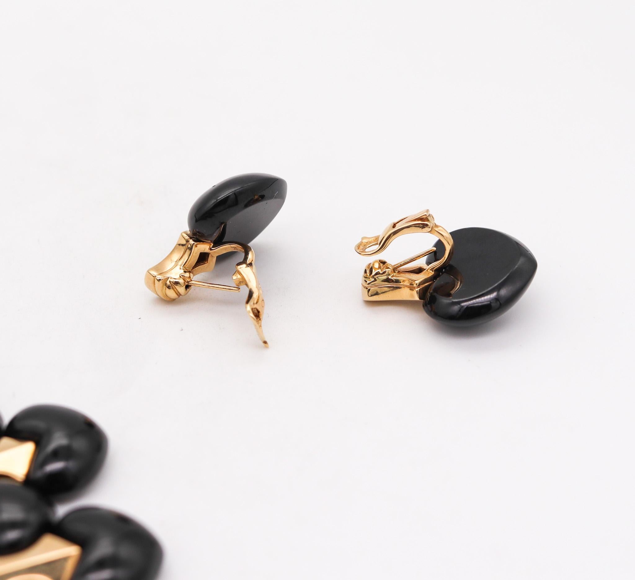 Marina Bvlgari 1996 Ciao Necklace and Earrings Suite 18kt Gold with Black Jade 2