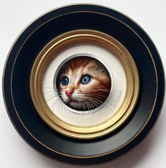 "Chaton 51" de Marina Dieul, Pintura al óleo original, Gatito con ojos azules