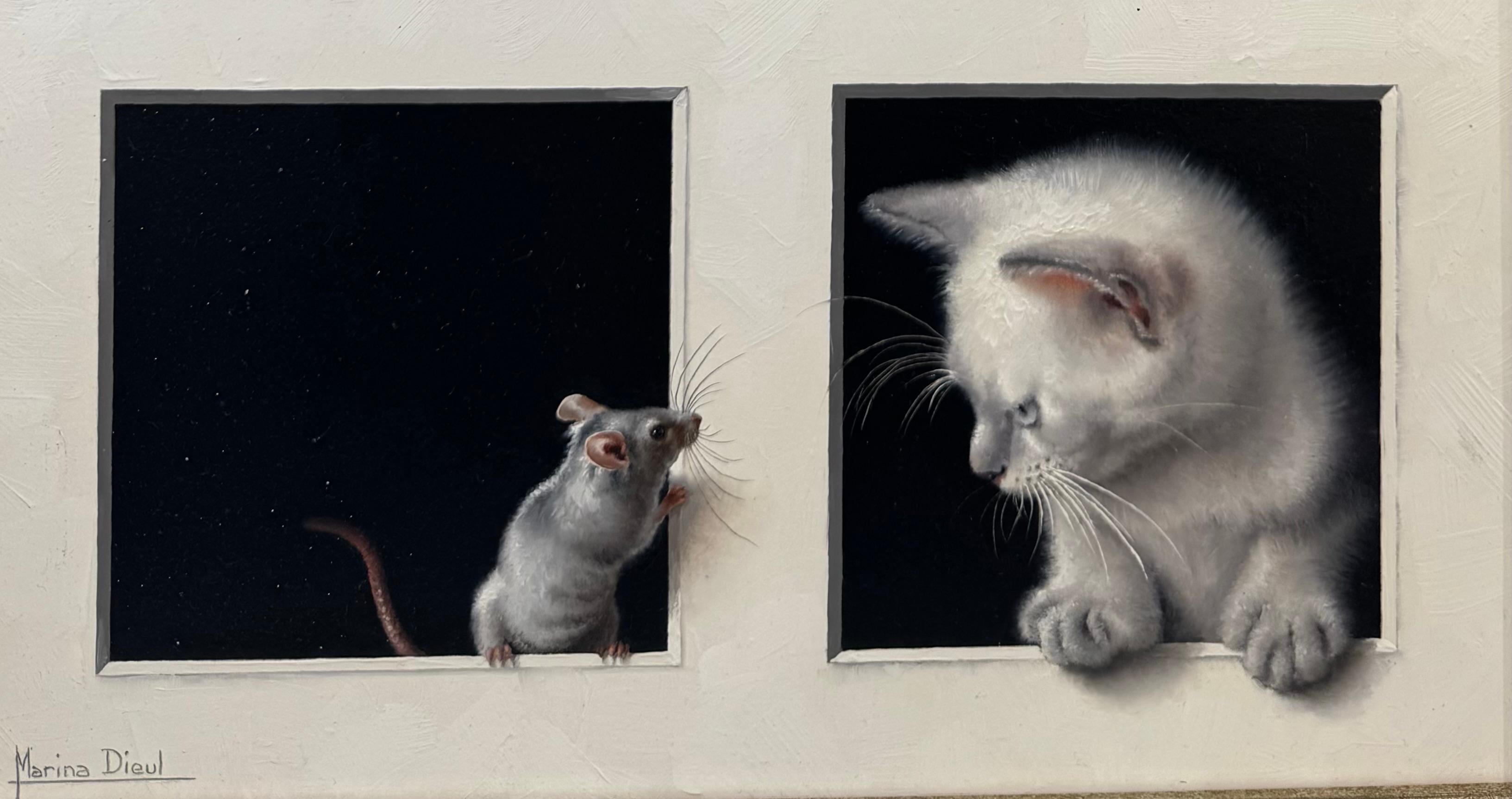 Marina Dieul
Cat & mouse
oil on board
14x8 inches
18x12 inches
Signed lower right
Nicely Framed

Marina Dieul was born in France. She showed great interest in painting and drawing from an early age, and her family encouraged her vocation. In early